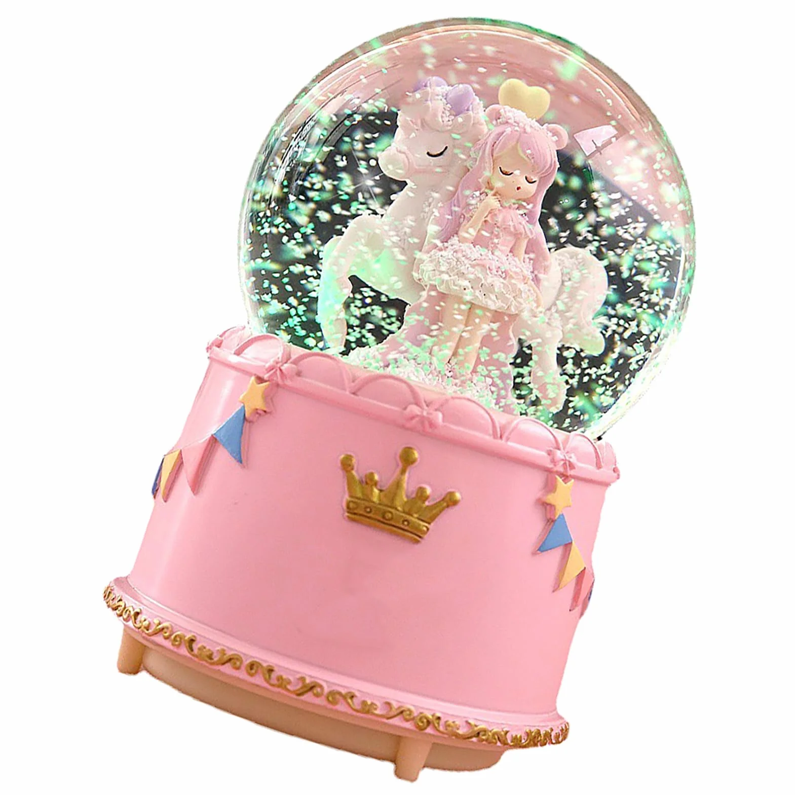 SEAFRONT Cartoon Look Snow Globe Crystal Ball Box z Mechanizmem Muzycznym dla Kobiet Przezroczysty Kryształowy Ornament
