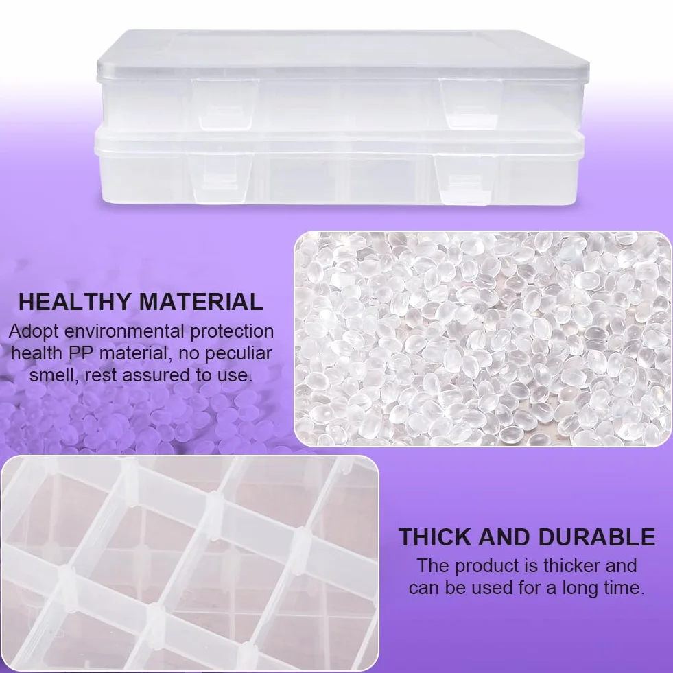 HOTUT Pudełko z 18 Przegródkami 20,1x15,8x3 cm - Przezroczysty Organizer (2 szt.)