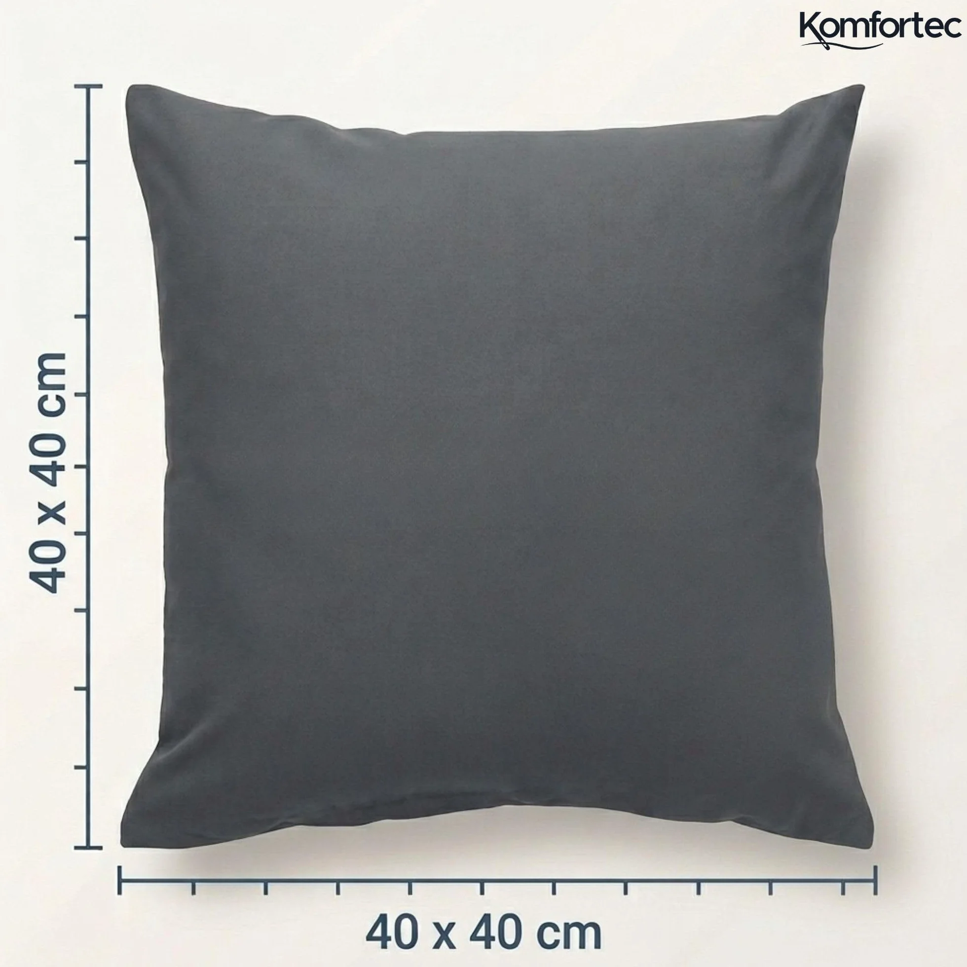Komfortec Poszewka na poduszkę 40 x 40 cm, zestaw 2 sztuk, 100% mikrofibra, miękka i oddychająca, z zamkiem błyskawicznym, nadaje się do prania i pielęgnacji, antracytowa