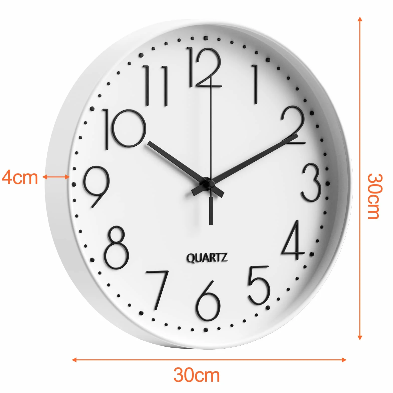 Mesybveo Zegar ścienny 30 cm (12 cali) nowoczesny cichy zegar ścienny, cichy mechanizm kwarcowy, nowoczesny, minimalistyczny design, czarny, do salonu, kuchni, biura, sypialni (biały)