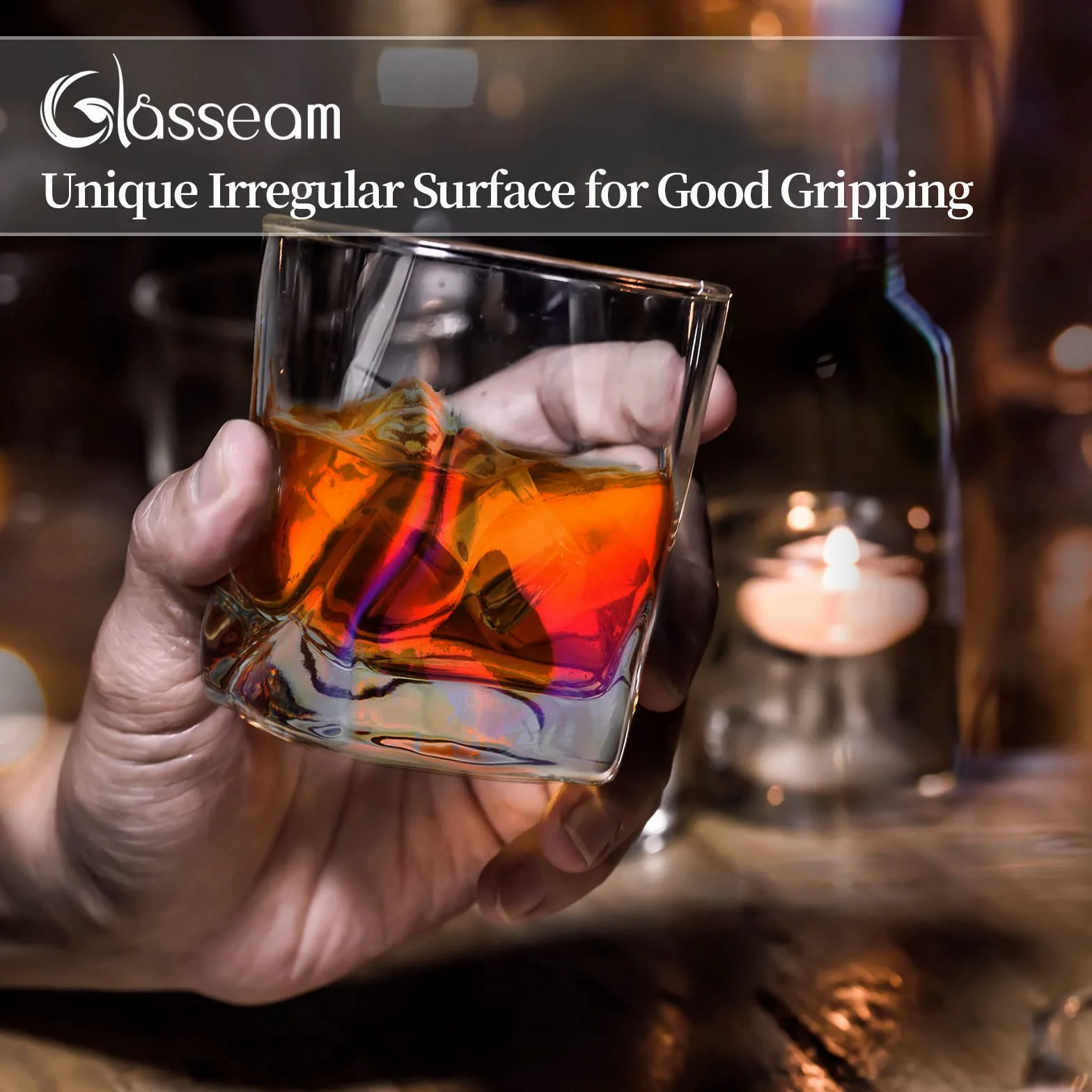 Zestaw 6 Nieregularnych Szklanek do Whisky - Upominek dla Mężczyzn na Urodziny, Dzień Ojca, Emeryturę - Dla Męża, Dziadka - Do Rumu, Ginu, Burbona