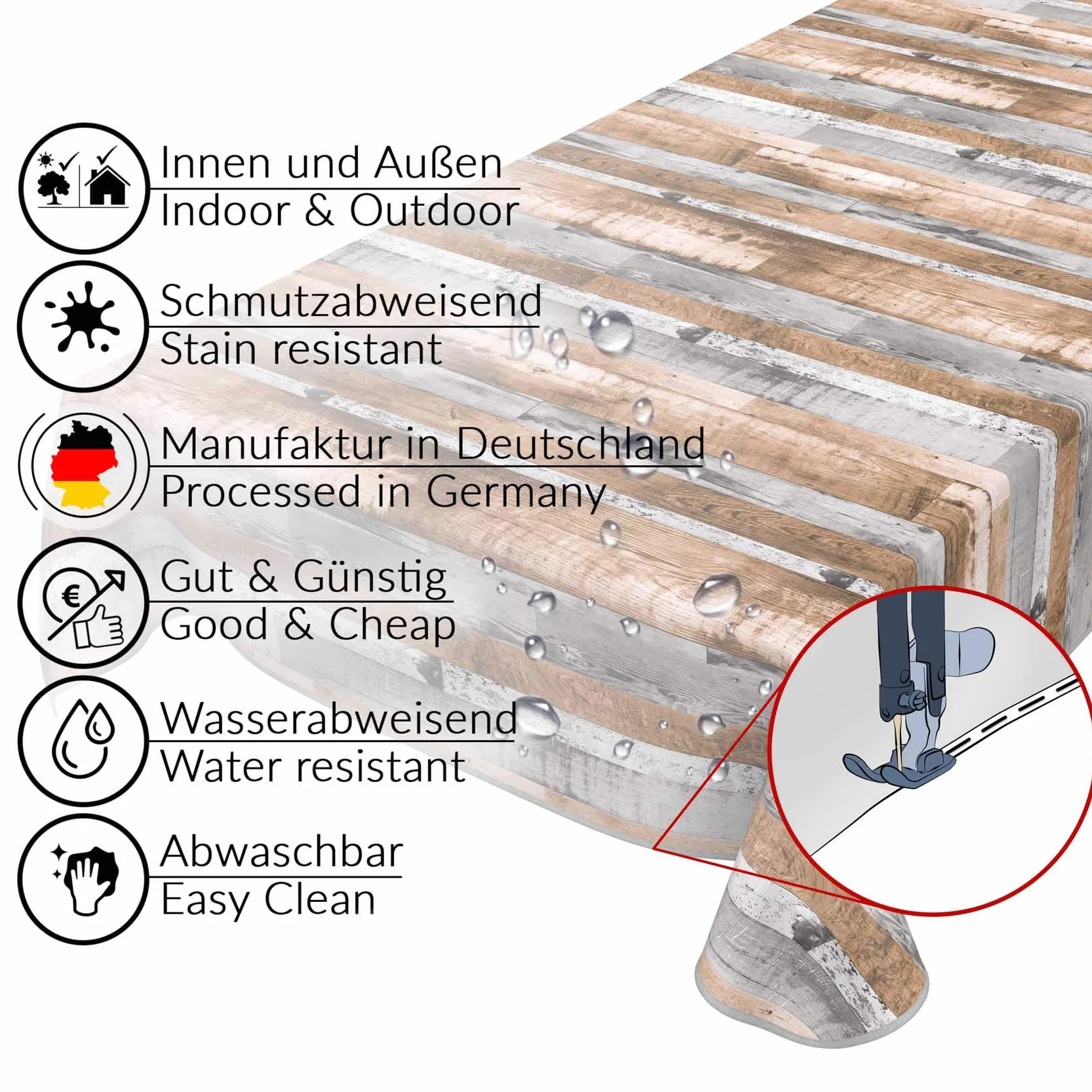 Obrus woskowany PCW 220 x 140 cm prostokątny brązowy szary rustykalny