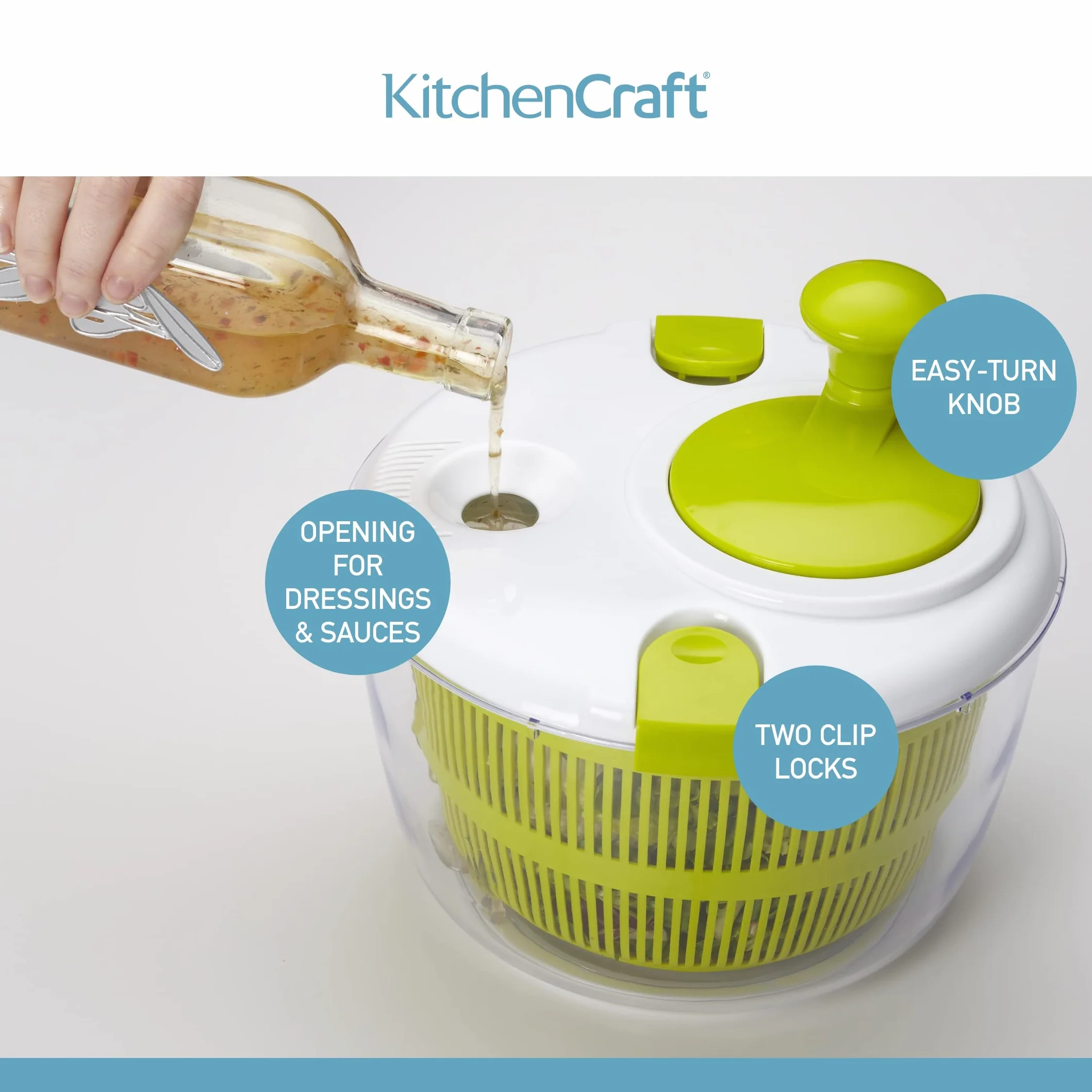 KitchenCraft Deluxe spinka do sałatek 25 cm, tworzywo sztuczne bez BPA