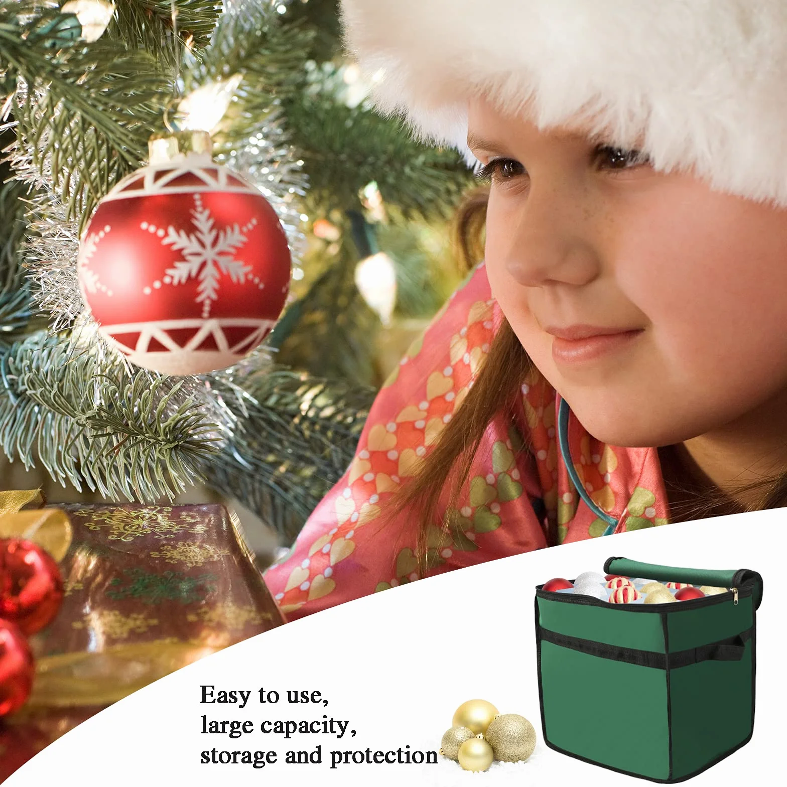Pudełko do przechowywania ozdób bożonarodzeniowych, 4-poziomowe mieści do 64 ozdób akcesoria kulki, 600d Oxford Christmas Organizer Holder