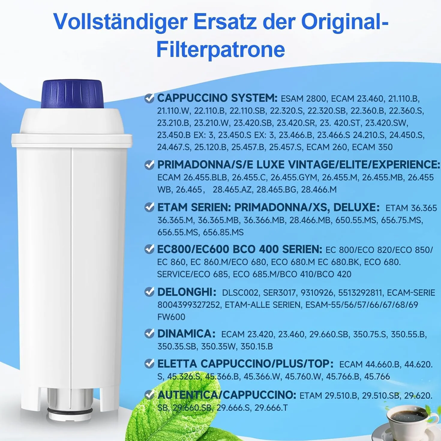 Filtr do wody, zamiennik do ekspresów do kawy Delonghi DLSC002, kompatybilny z ekspresami do kawy Delonghi Dinamica, Magnifica S, Eletta Explorer, ETAM Autentica EPAM i serii ECAM (8)