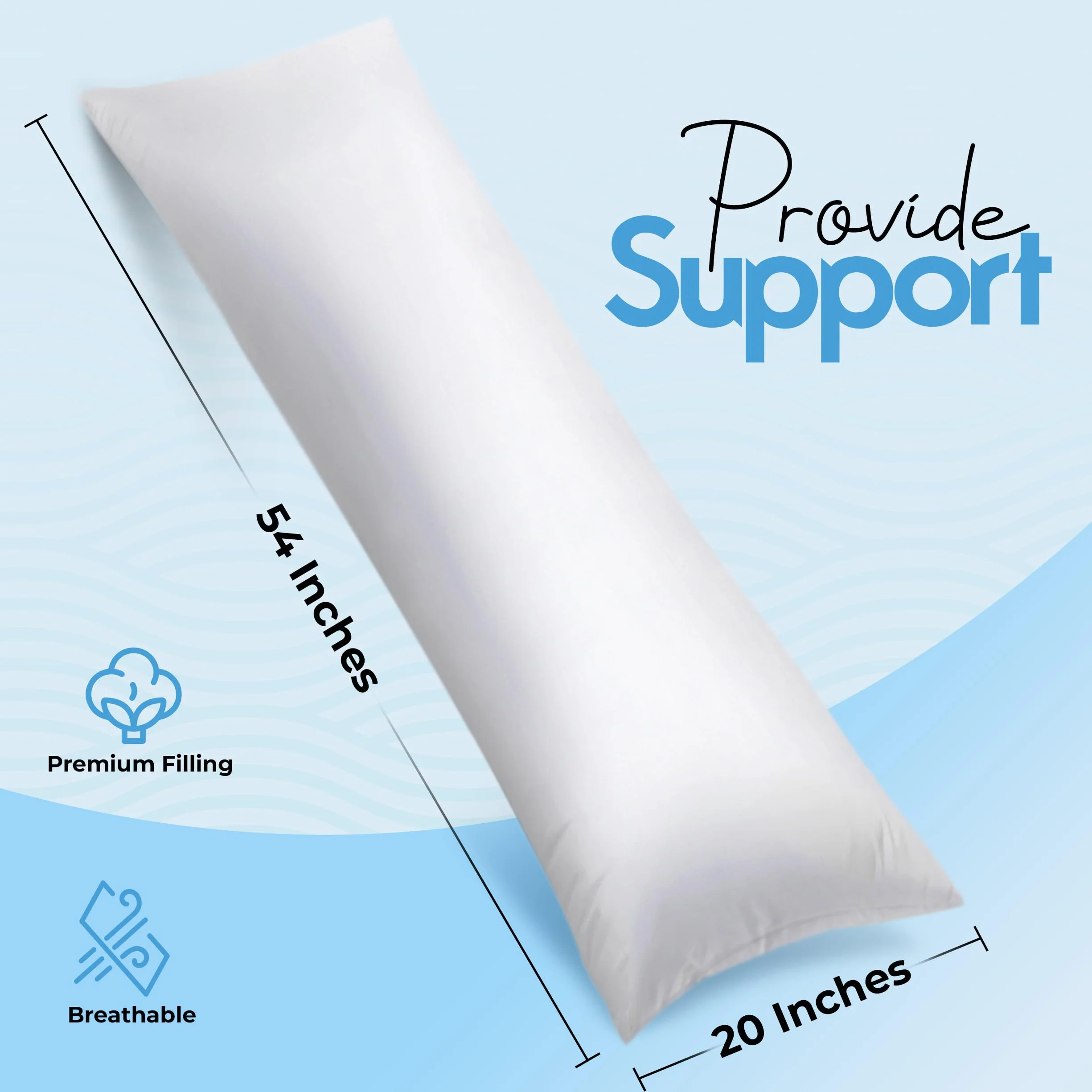 Utopia Bedding Poduszka na całe ciało długa do spania dla dorosłych śpiących na boku biała 50 x 137 cm