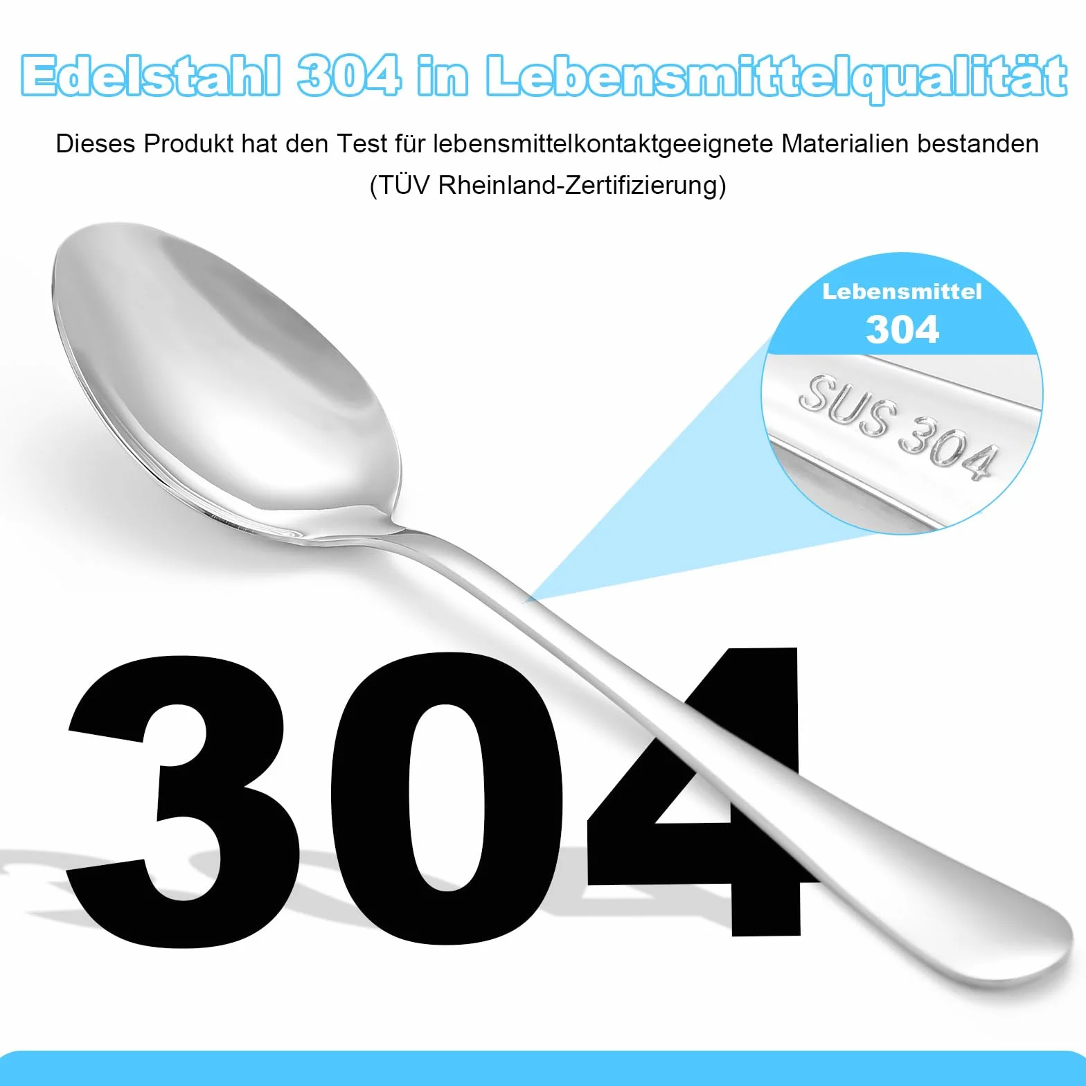 Łyżki ze stali nierdzewnej 304, zestaw 3 sztuk, 17 cm