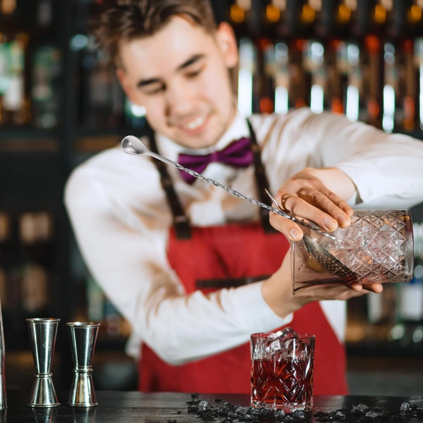 Zestaw do koktajli ze stali nierdzewnej i łyżki barowej - zestaw koktajli do mieszania koktajli, kruszenia kostek lodu, Mojito Kitchen Bar Restaurant