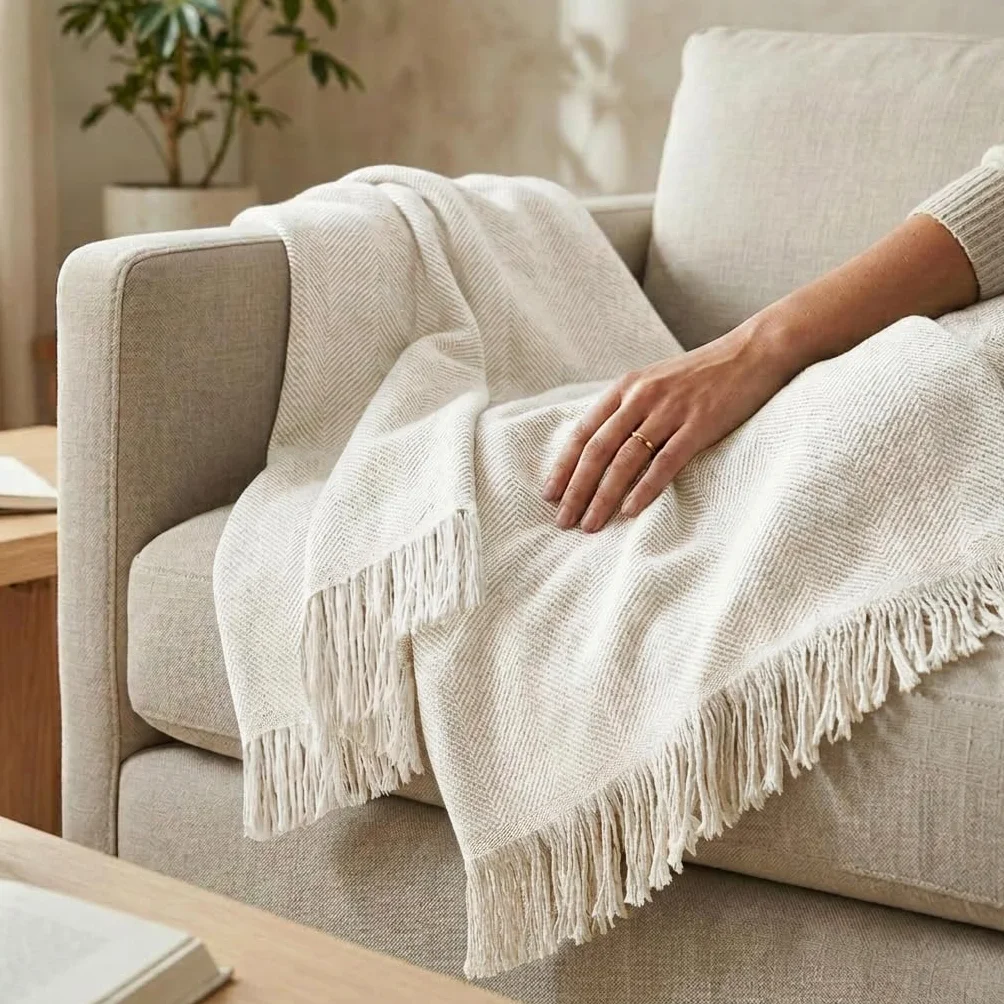 Martina Home Espiga narzuta na sofę bawełna poliester ecru 300 x 260 cm