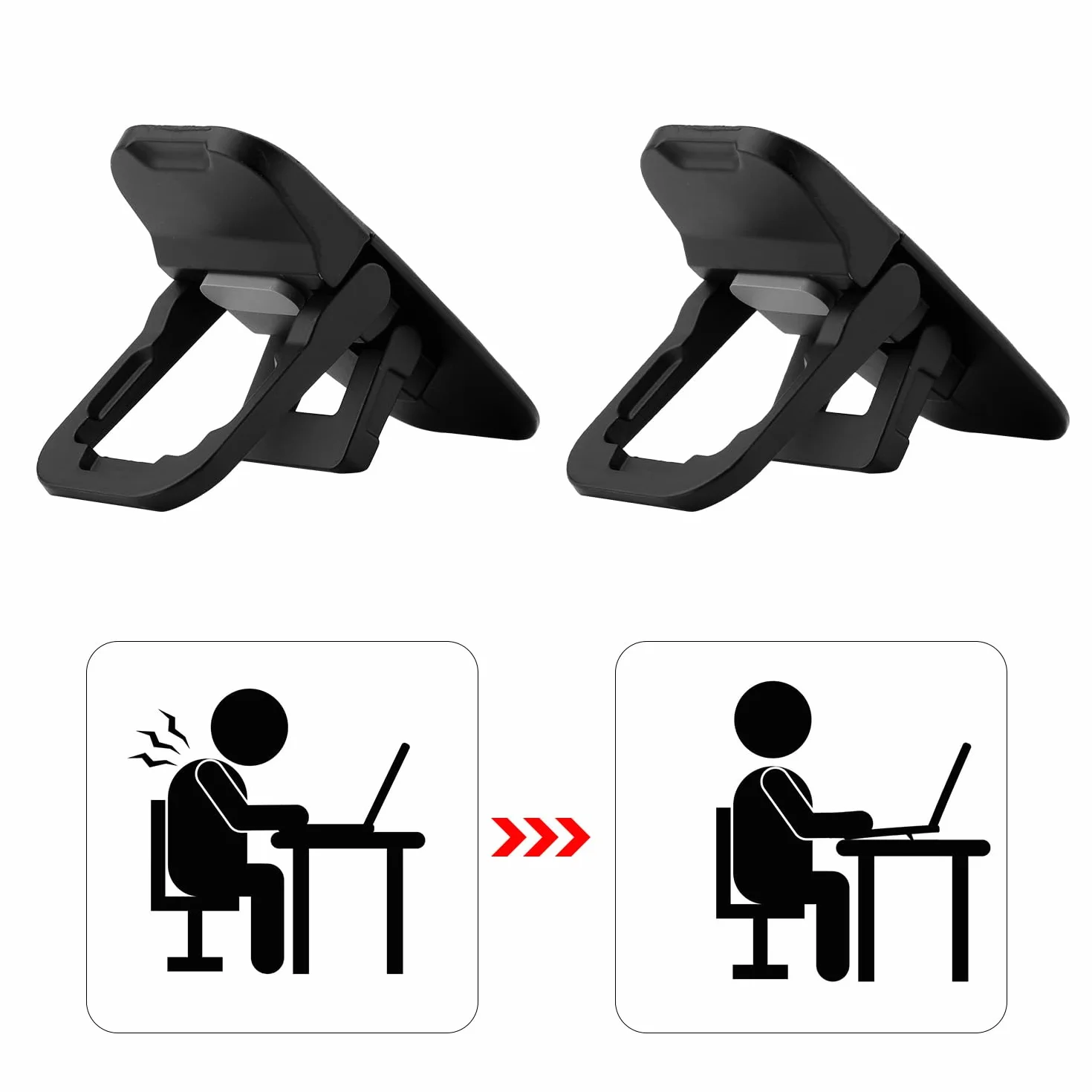 2szt Skladana Podstawka Pod Klawiature Komputerowa na Biurko, Miniaturowa Podstawka Chlodzaca Komputera Regulowana Podstawka pod Klawiature Ergonomiczne Akcesoria Biurowe do Notebooka (Czarna)