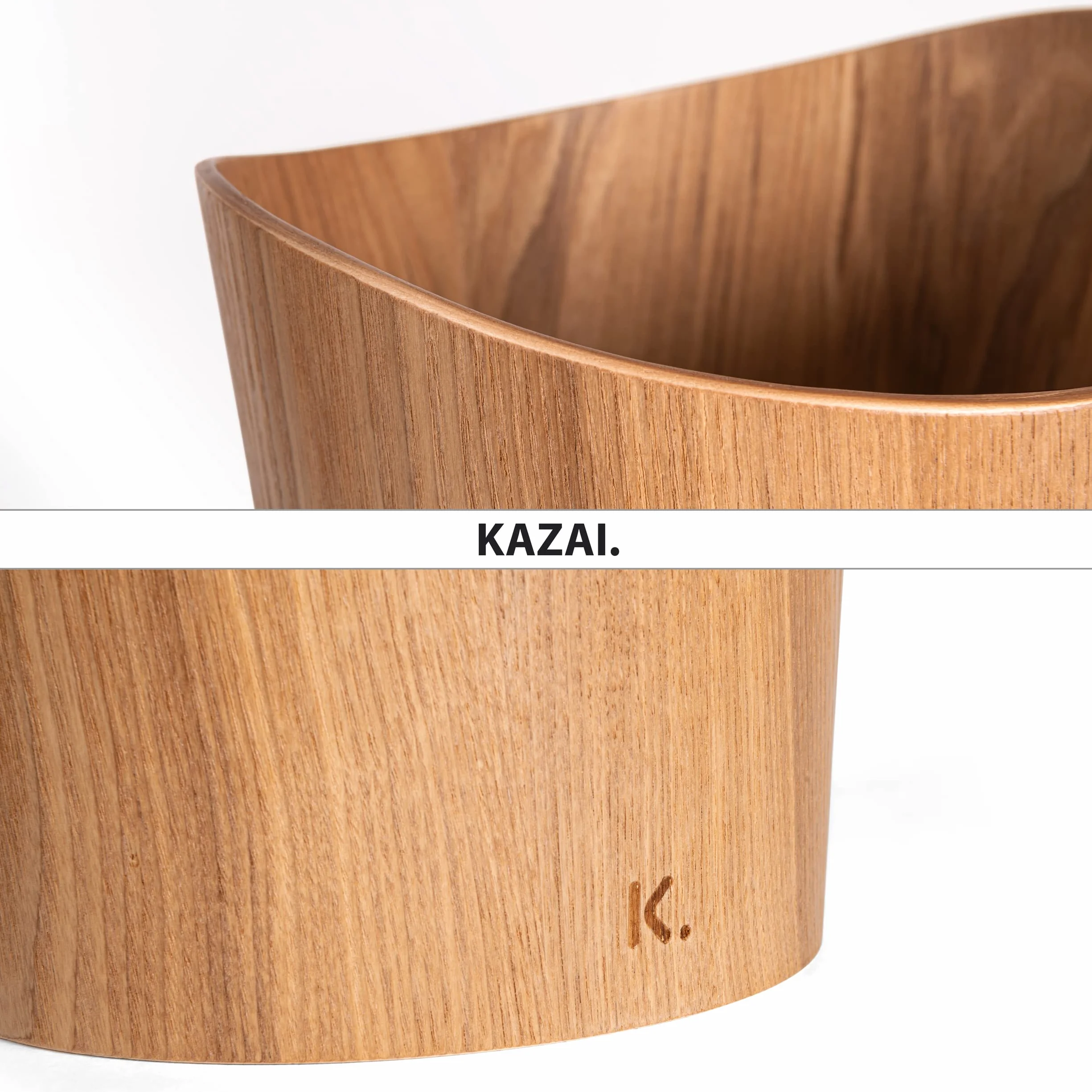 KAZAI. Prawdziwy Kosz na Odpady Papierowe z Drewna "Börje" | Drewniana Kosz na Papier do Biura, Pokoju Dziecięcego, Sypialni i nie tylko | 9 Litów | Jesion
