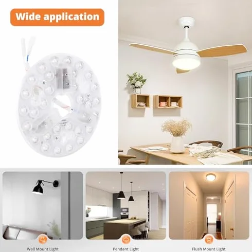 LED Wentylator Sufitowy Retrofit Zestaw 15W 3CCT z Uniwersalną Pamięcią i Aluminiową Podstawą Kompatybilny z Większością Modeli