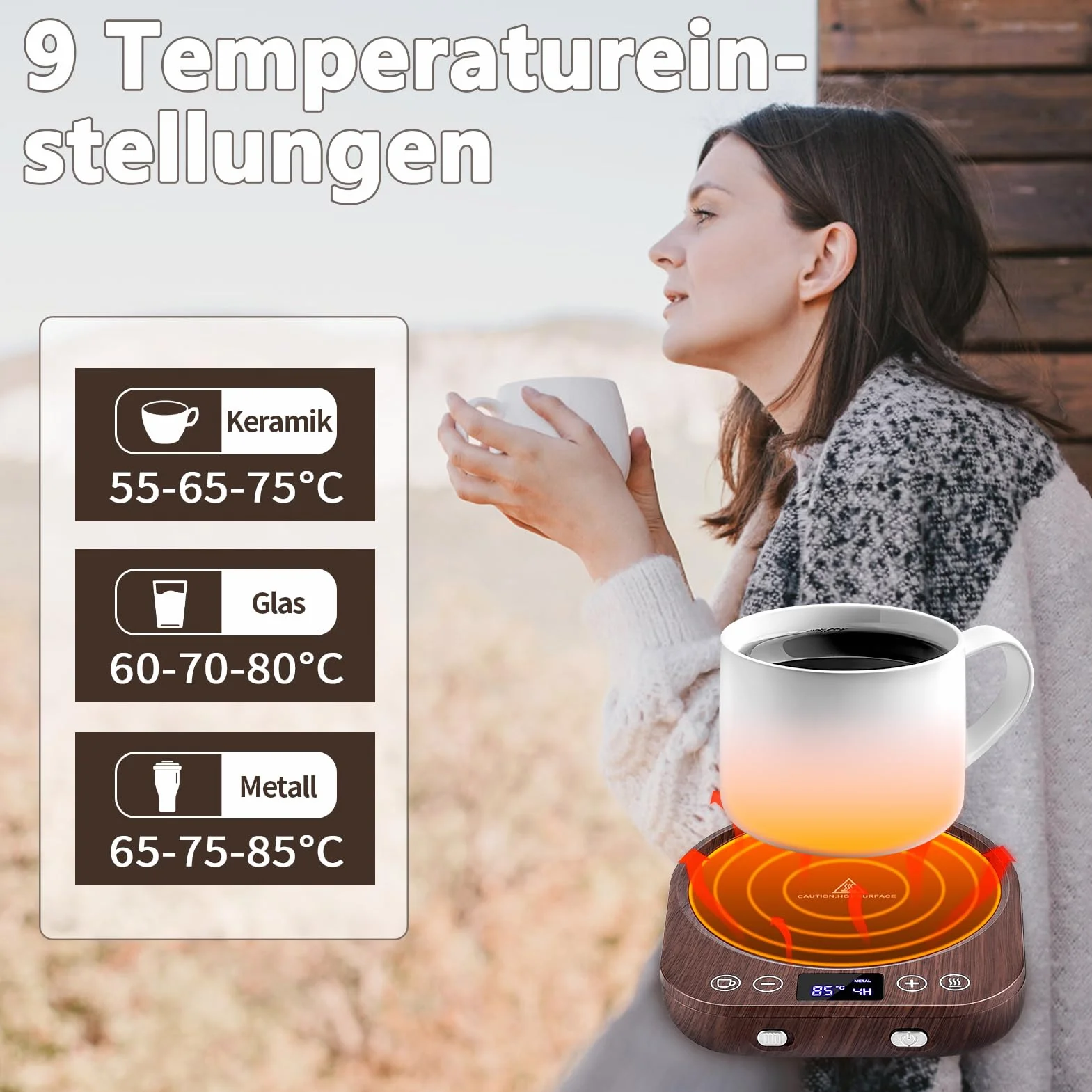 Elektryczny podgrzewacz do kawy z 9 ustawieniami temperatury i przełącznikiem grawitacyjnym