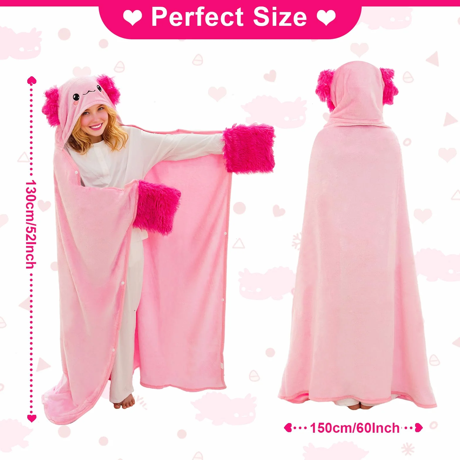 SQEQE Koc do noszenia ponadwymiarowy koc z kapturem kawaii bluza z kapturem prezenty dla kobiet dziewcząt mężczyzn dorosłych 127 x 152 cm