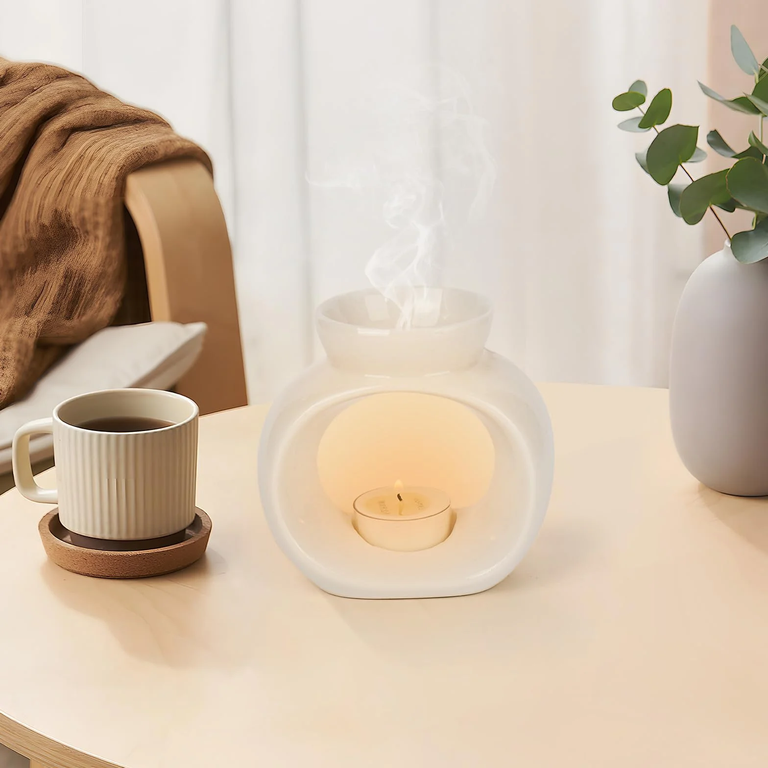 XTDMJ Białe, aromatyczne lampy zapachowe, ceramiczne, ceramiczne, podgrzewacze zapachowe do olejków eterycznych, naczynia zapachowe do nastrojowego domu