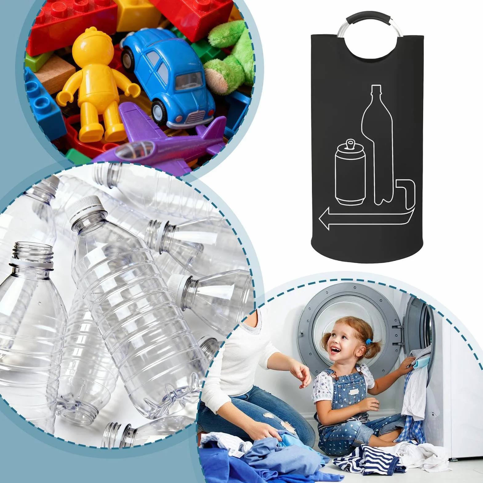 Kosz Do Recyklingu - Torby Magazynowe z Tkaniny Oxford,115L Kosz Na Butelki Zwrotne,Do Kuchni Biura Spiżarni Garażu Kempingu Plaży Bagażnika Akademika Pomieszczenia