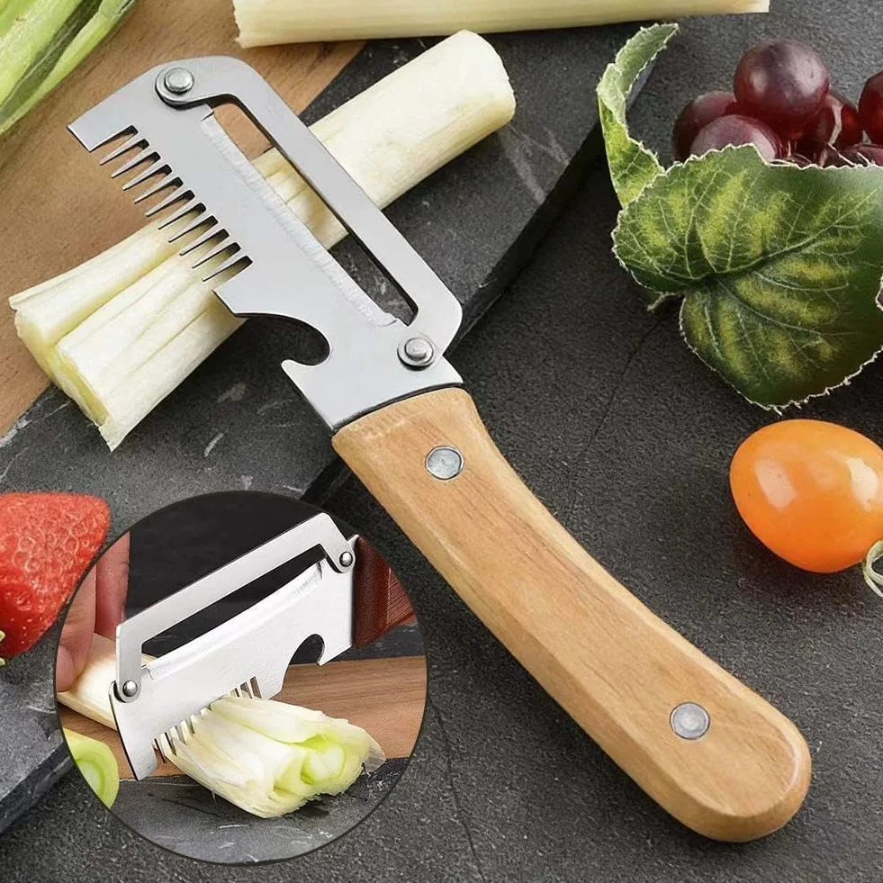 Wielofunkcyjna obieraczka do warzyw, ulepszona 3 w 1, wielofunkcyjne narzędzie kuchenne z otwieraczem do butelek i rozdrabniaczem szczypiorku do ziemniaków, owoców, marchewki, trzciny cukrowej
