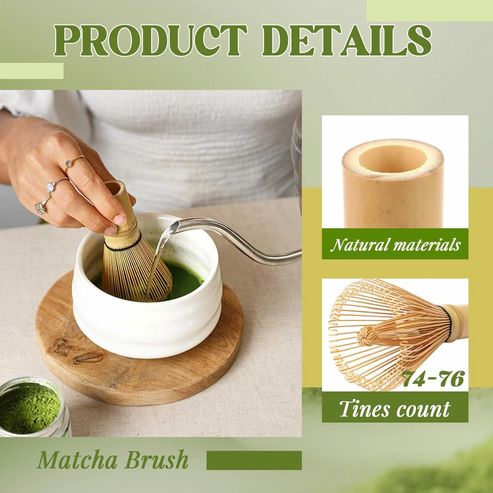 Matcha Miotła, Bambusowa Trzepaczka Matcha, Trzepaczka Matcha Tea 100 Zębów do spieniania Gruba Matcha
