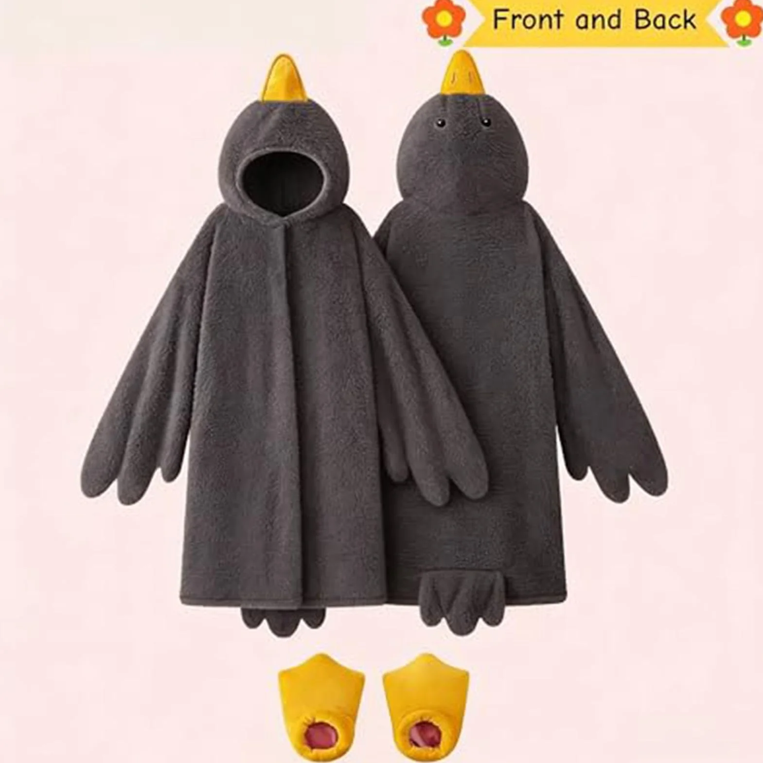 Wearable Goose Blanket Hoodie Onesie Funny Warm Costume with Shoes for Kids Adults