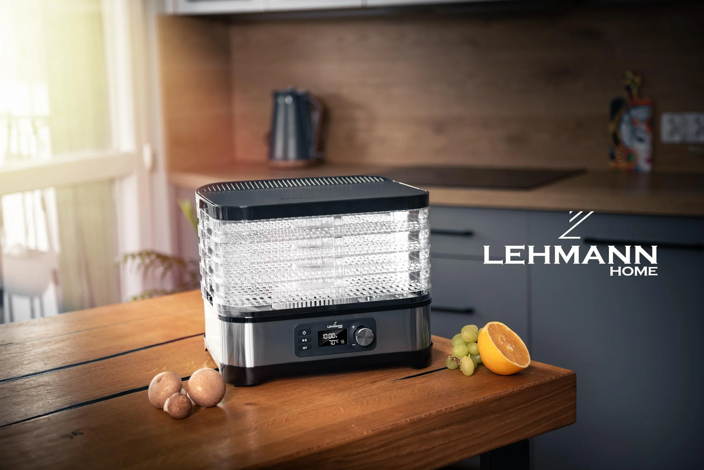 Lehmann LHOFD-4525 suszarka do grzybów 450 W stal nierdzewna 5 poziomów regulator temperatury 35-70°C