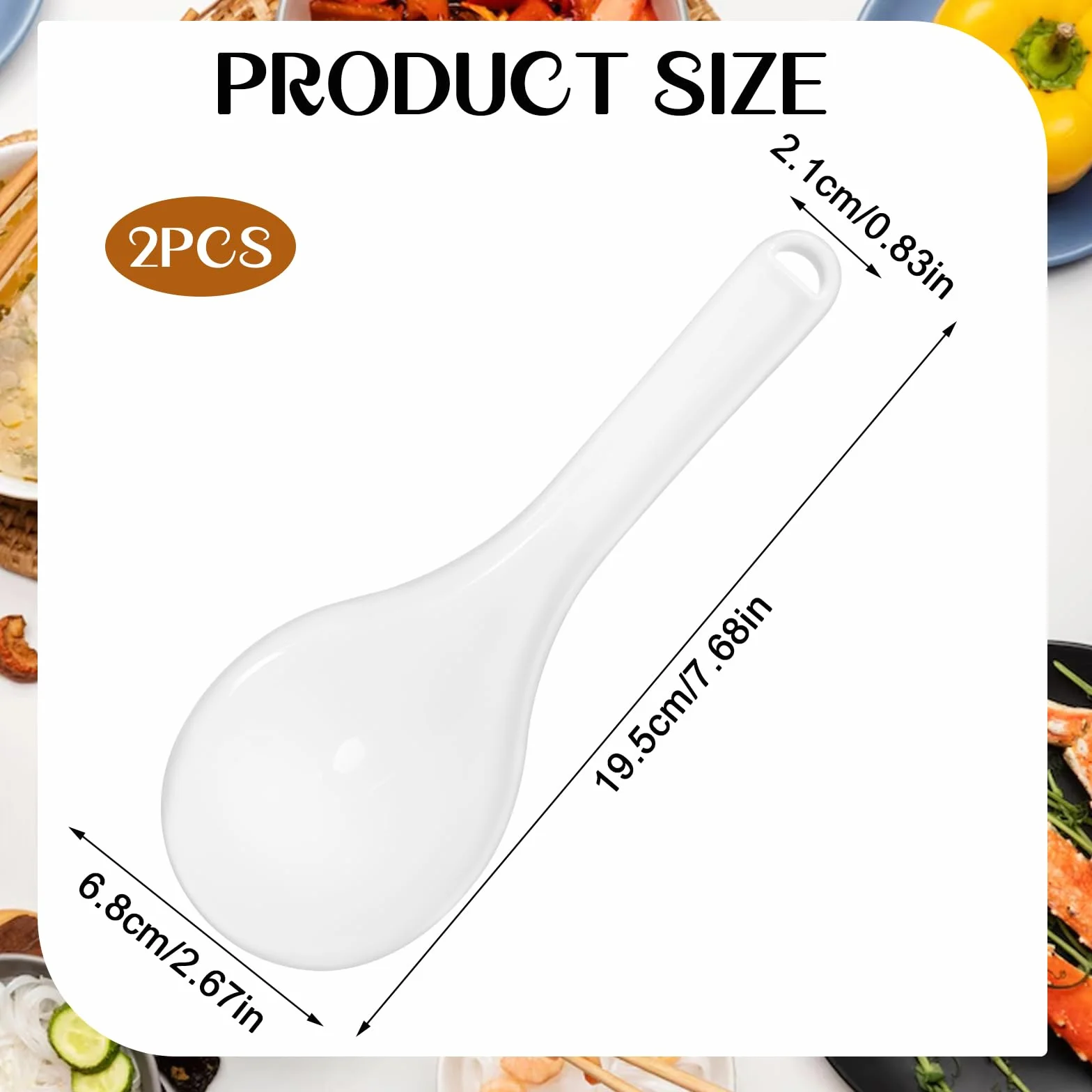 Łyżki do ryżu, 2 sztuki, 19,5 cm, nieprzywierające, białe, plastikowe, z tworzywa sztucznego, do mieszania i gotowania ryżu, puree ziemniaczanego lub wielu innych