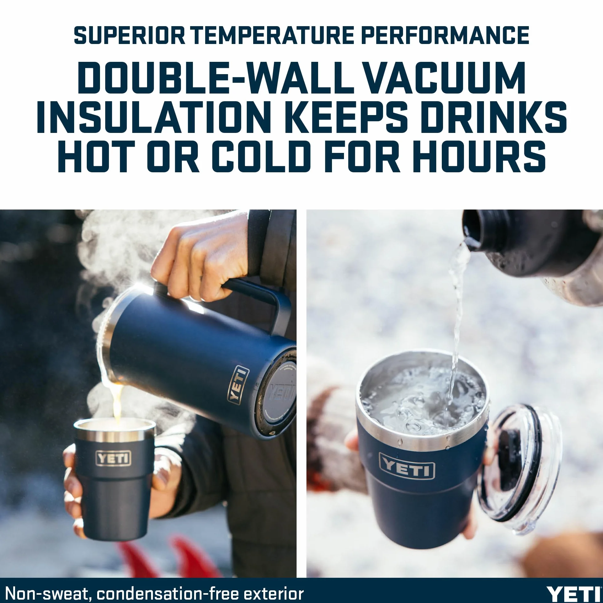 YETI Rambler 16 oz (473 ml) Stackable Cup with Removable Magslider Lid, Stainless Steel Vacuum Insulated Coffee Cup, Black