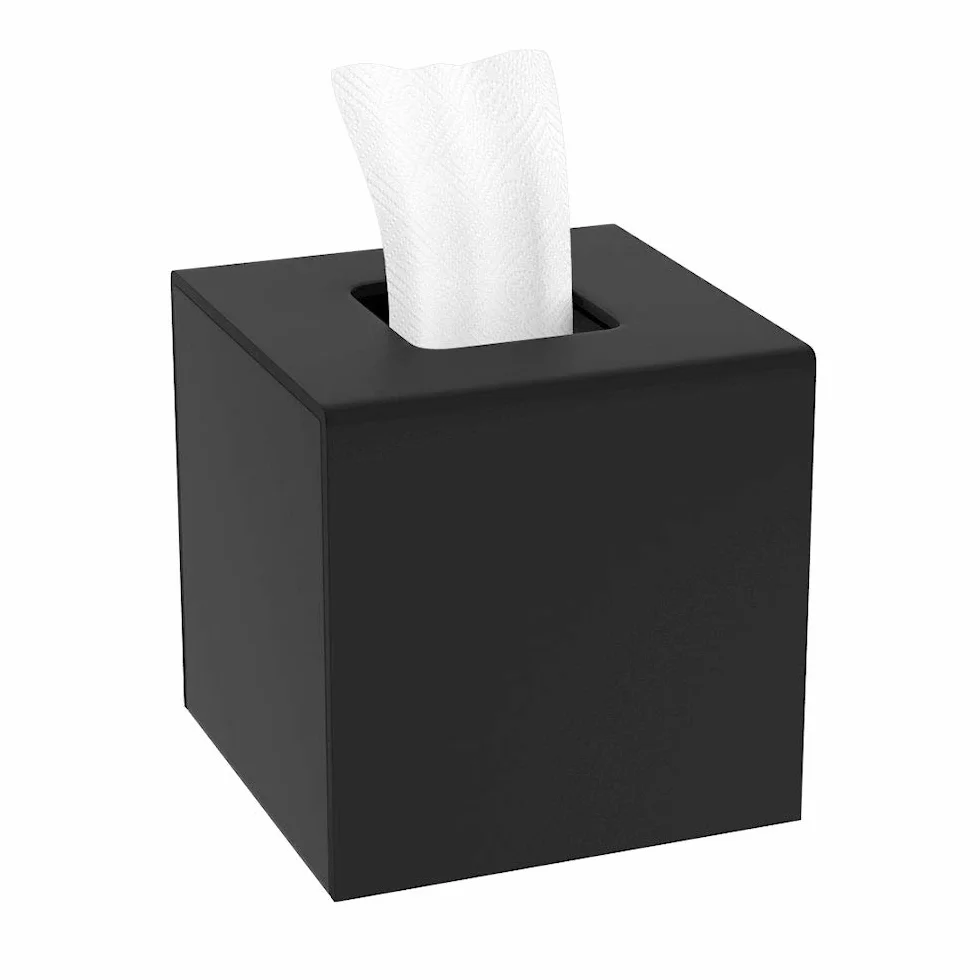 HIIMIEI Akrylowe pudełko na chusteczki z pokrywą magnetyczną matowa czerń 14 cm