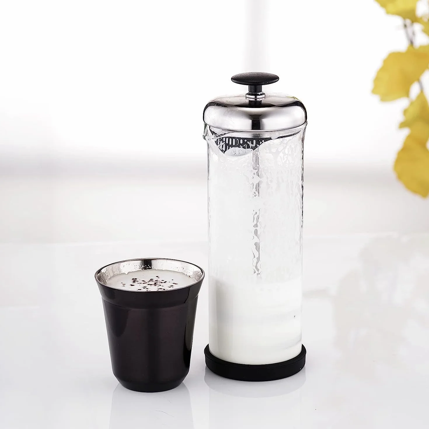 Easyworkz Espresso Podwójne ścianki ze stali nierdzewnej Izolowany metal 150 ml Kubek Demitasse Termoodporny Zestaw 2 szt. Czarny