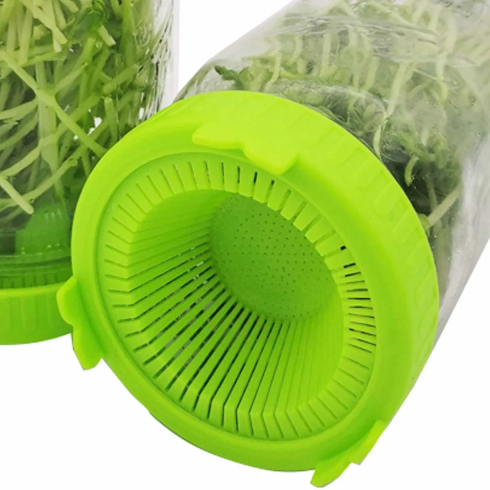 4 szt. Łatwe Płukanie i Opróżnianie Plastikowe Pokrywki do Kiełkowania do Słoików z Szerokimi Ustami Kiełkowanie Słoika Sitko Pokrywka Szerokie Usta Słoik na Przetwory Zestaw do (Żółty)