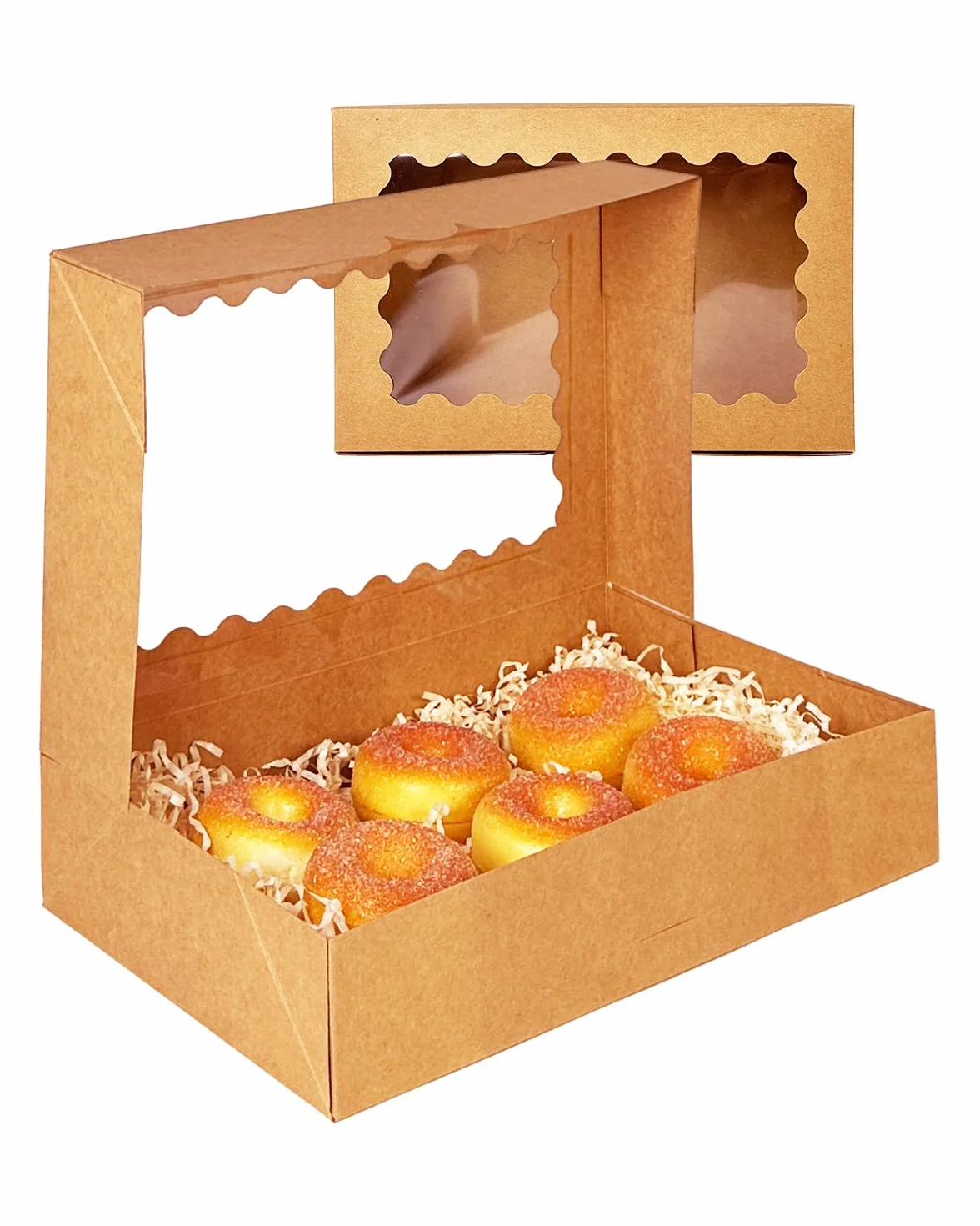 Gcardist Auto-pop Up brązowa puszka na ciastka z okienkiem, 30,48 x 20,32 x 6,35 cm, 6 sztuk, dwa zastosowania, składana na sekundę, do pakowania (30,48 x 20,32 x 6,35 cm)