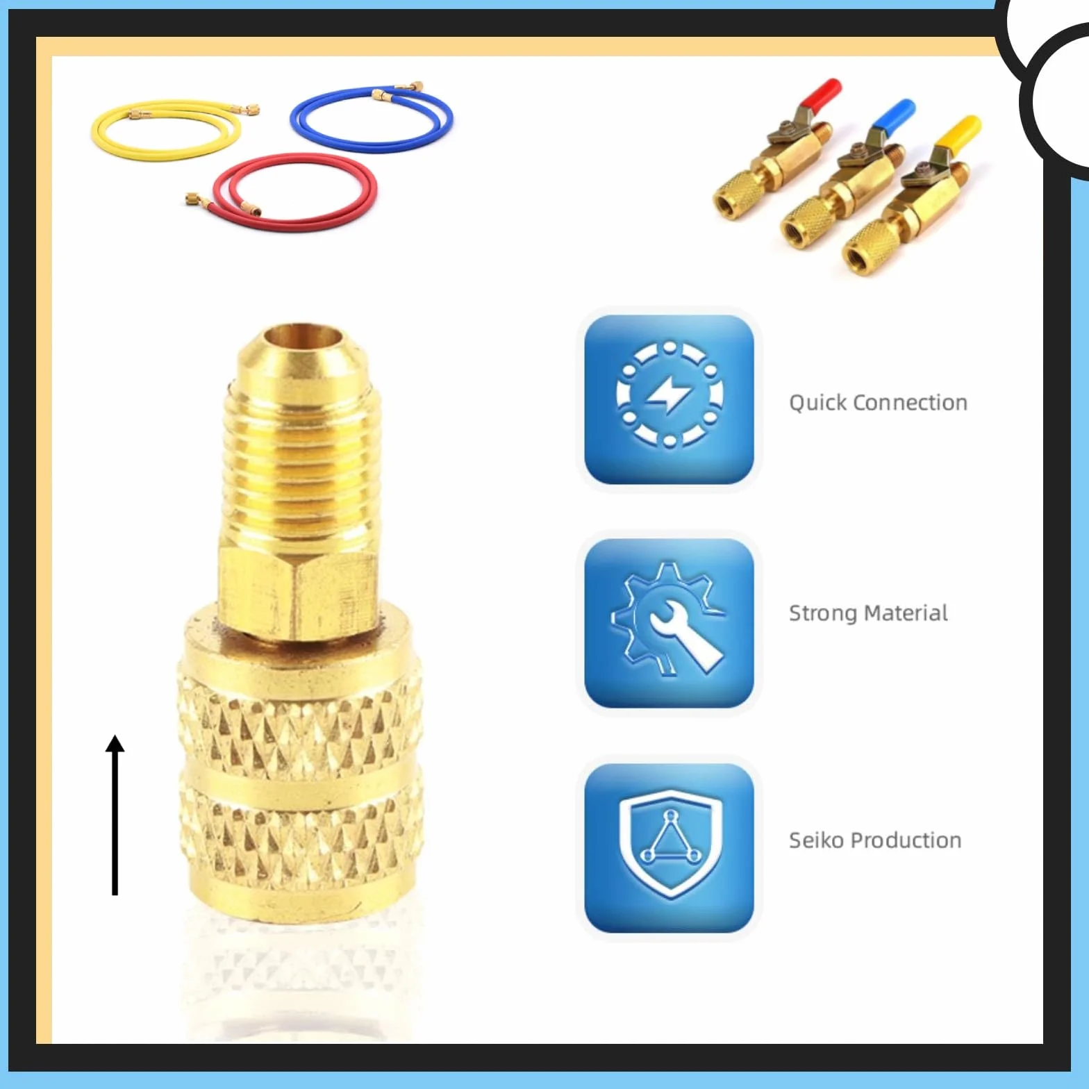 Adapter R410a, A/C 1/4 cala na gniazdo 5/16 cala adapter SAS, odpowiedni do systemów klimatyzacji R410a, serwisów HLK i chłodzenia, stabilna wydajność (łącznik spodni)