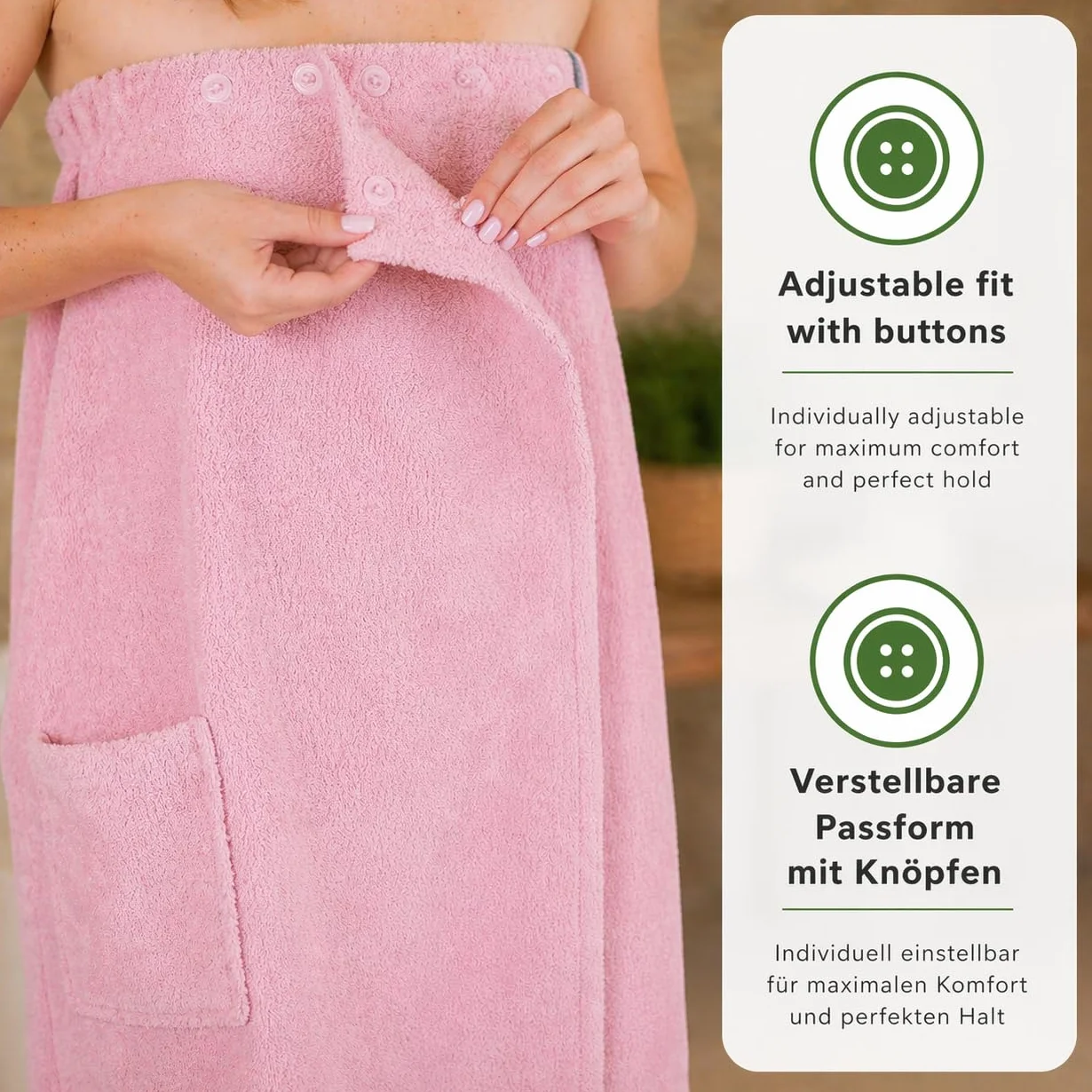 Betz frotte kilt do sauny z guzikami 100% bawełna 420 g/m² kolor lotos BERLIN