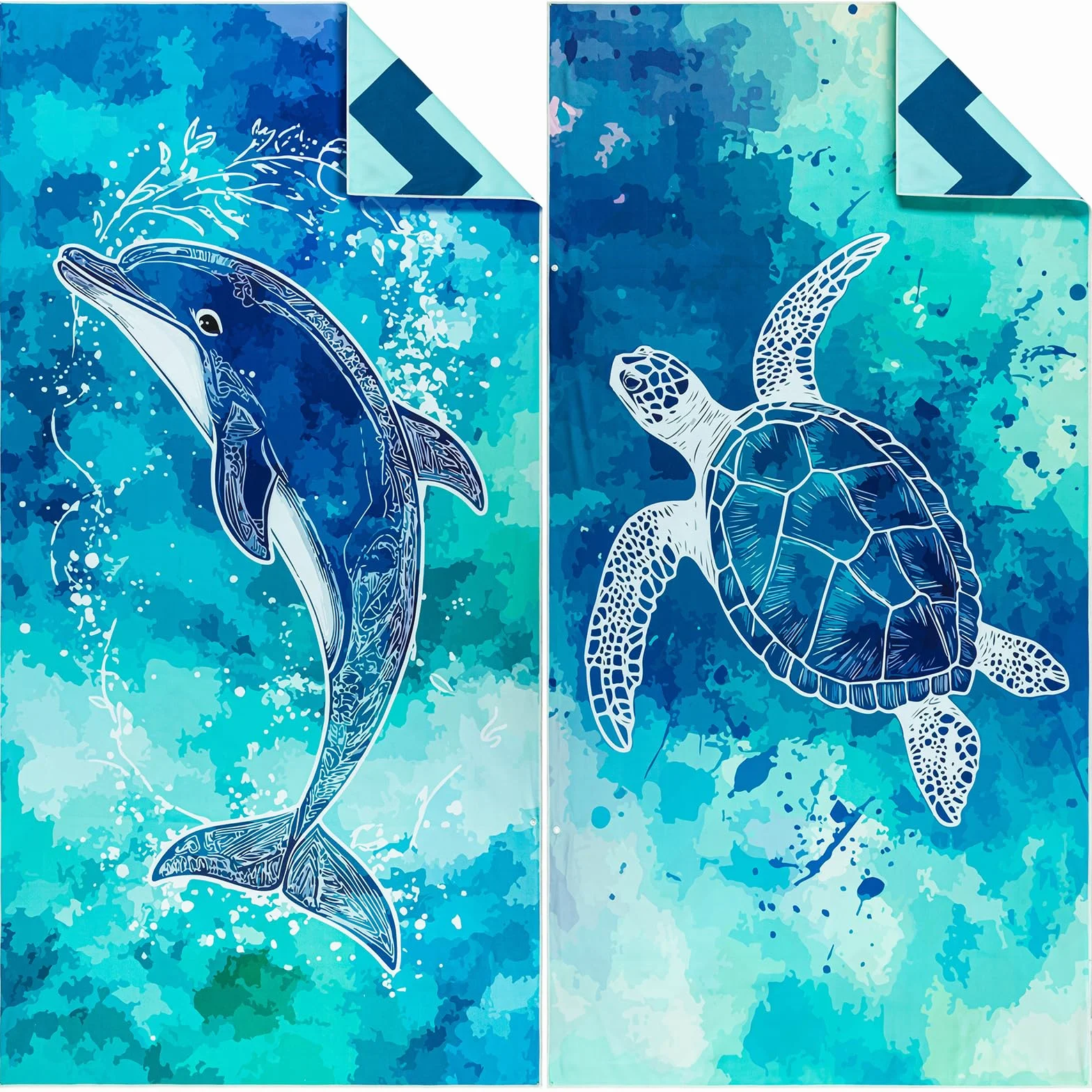 Joyoldelf 2-pak ręczników plażowych z mikrofibry - 180 x 90 cm, duże, odporne na piasek, szybkoschnące i lekkie ręczniki plażowe, idealne dla kobiet i mężczyzn, na plażę, basen lub na wakacje