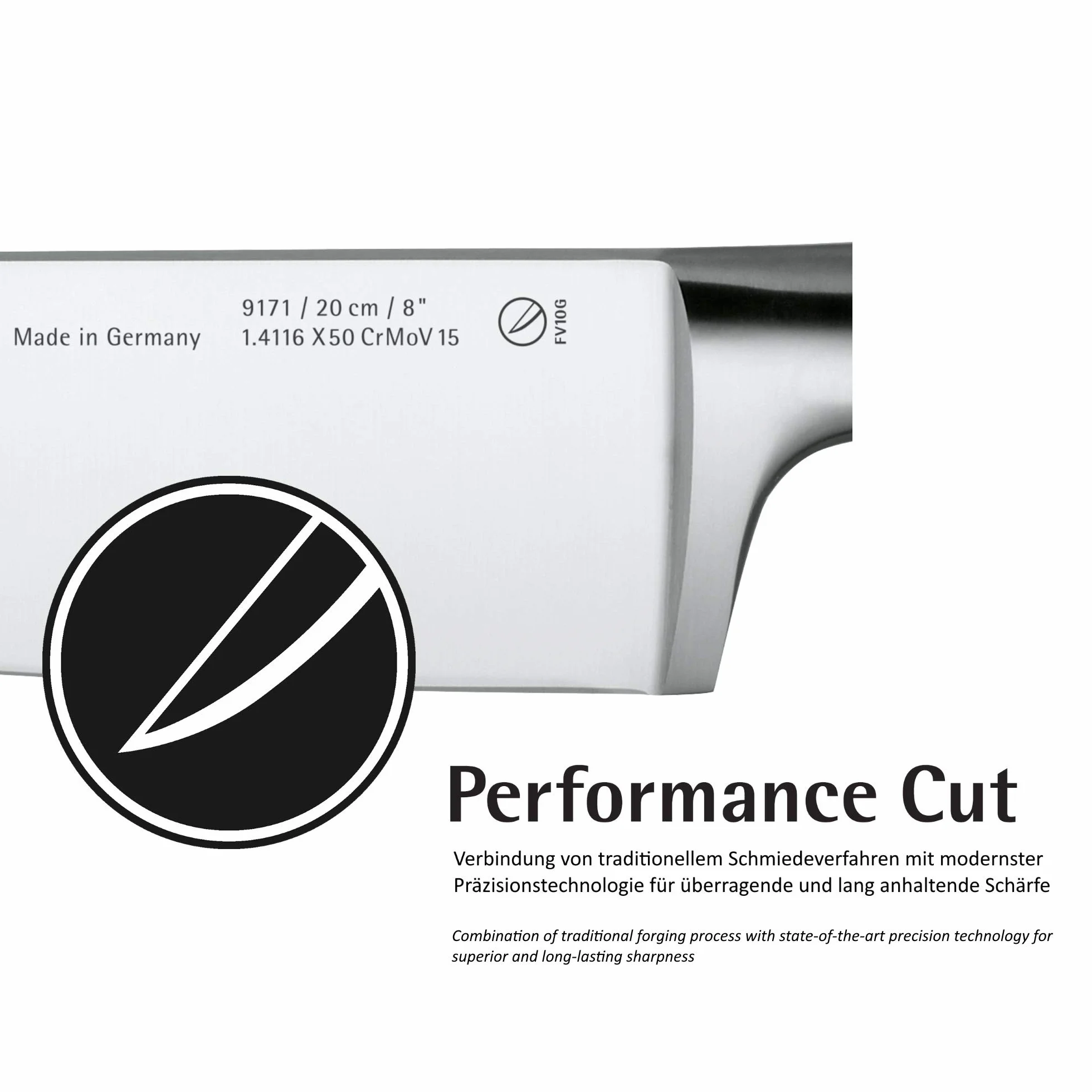 WMF Spitzenklasse Plus nóż do szpikulców 22 cm, Made in Germany, nóż kuty, Performance Cut, specjalna stal ostrza, ostrze 12 cm