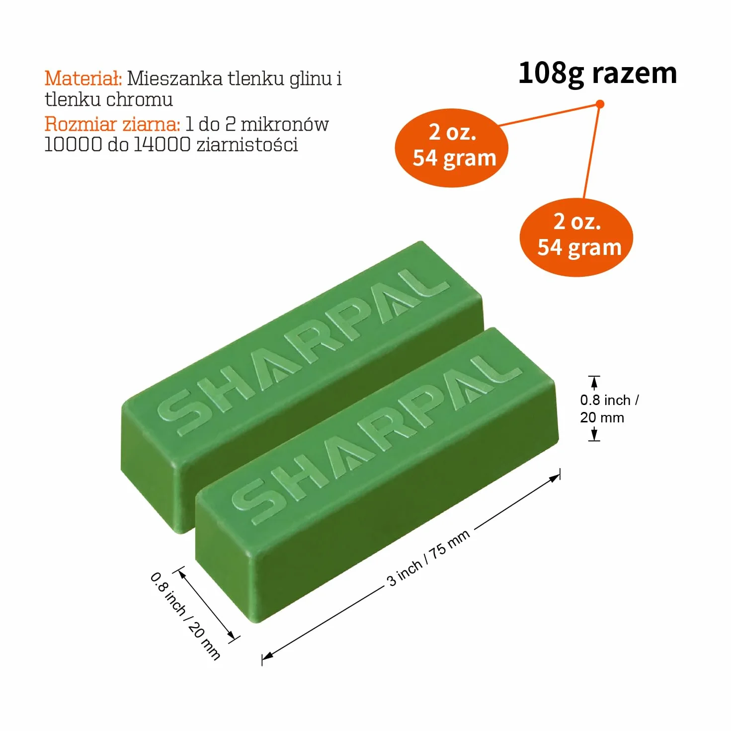 SHARPAL 208H pasta polerska 110 g zielona do ostrzenia noży 2-pak
