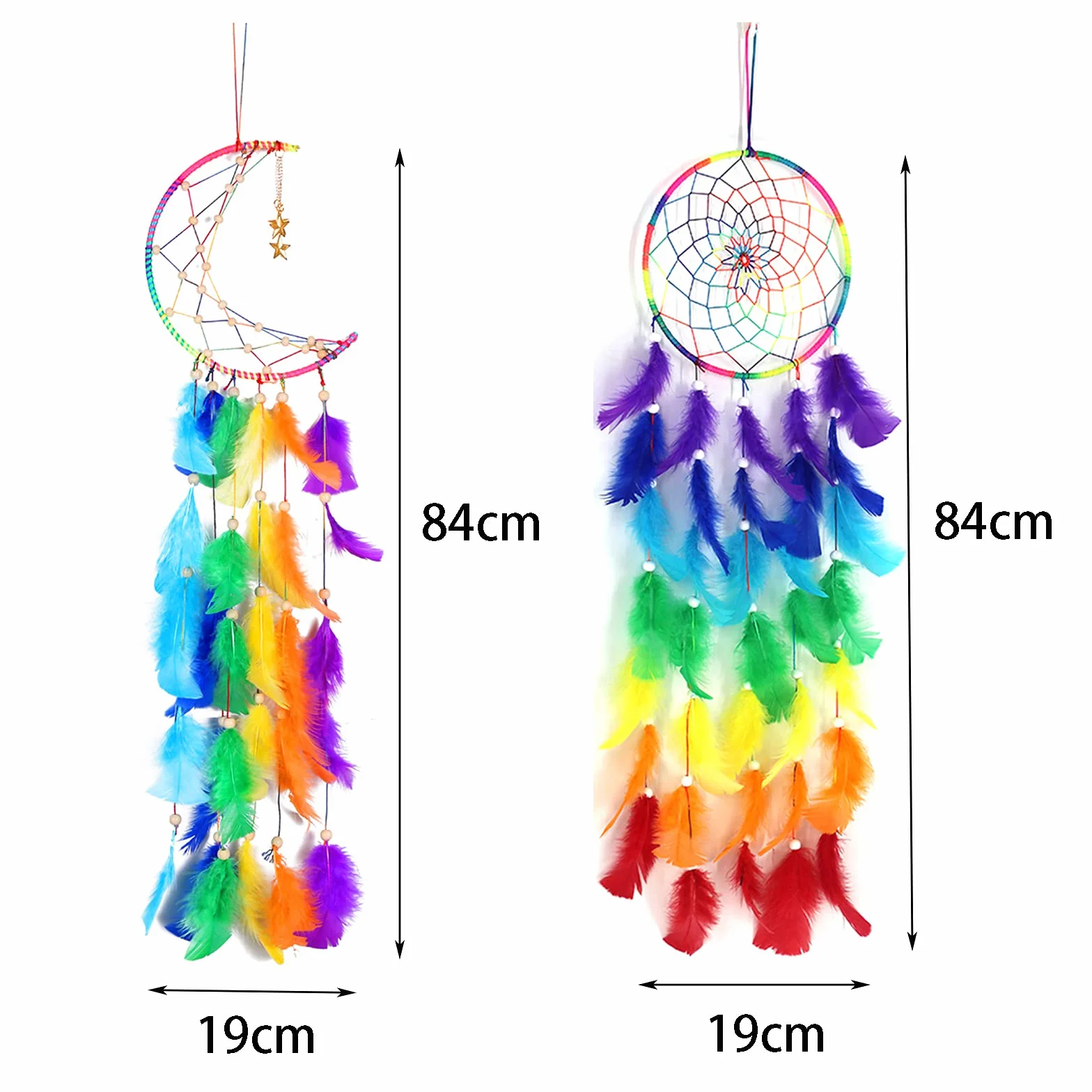 2 sztuki łapacz snów ręcznie robione szydełkowe kolorowe pióro dream ​catchers dekoracje ścienne na domu ozdoba prezenty świąteczne