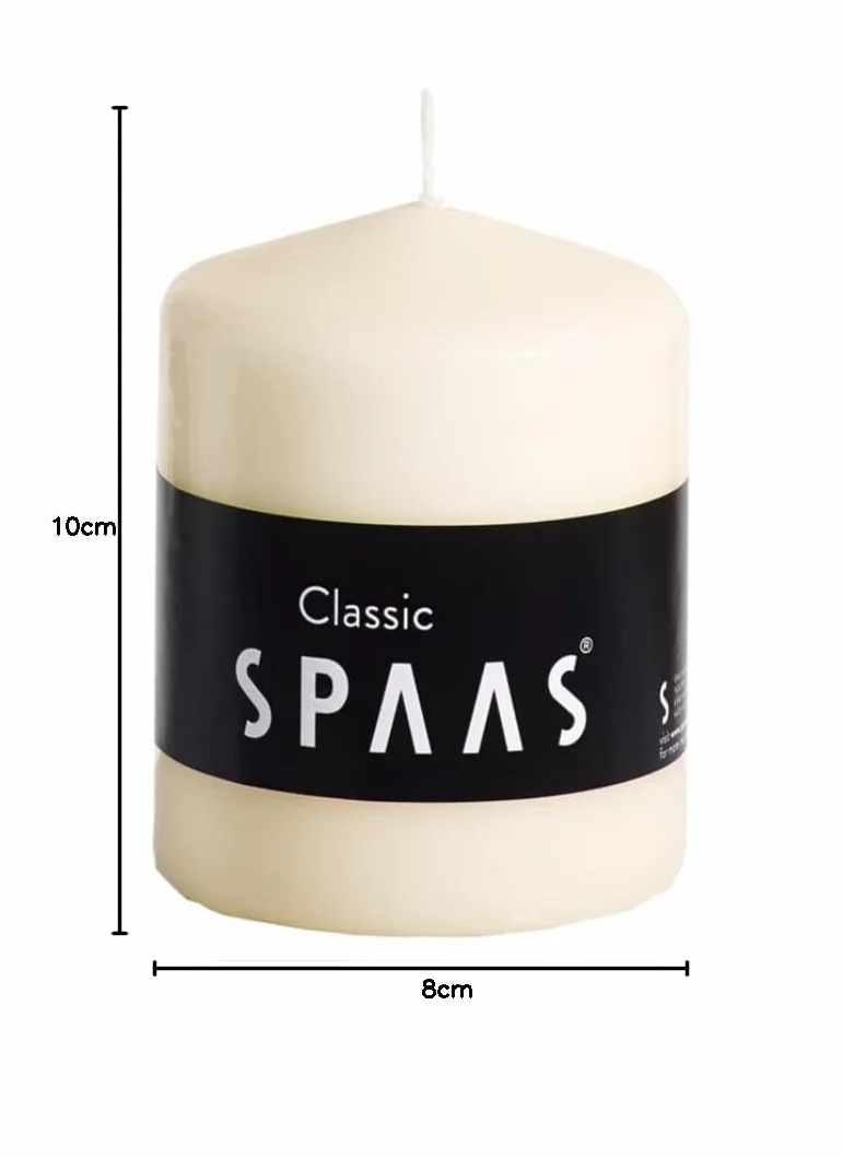 Spaas Unscented Pillar Candle 80/100 mm, 40 Hours, Ivory