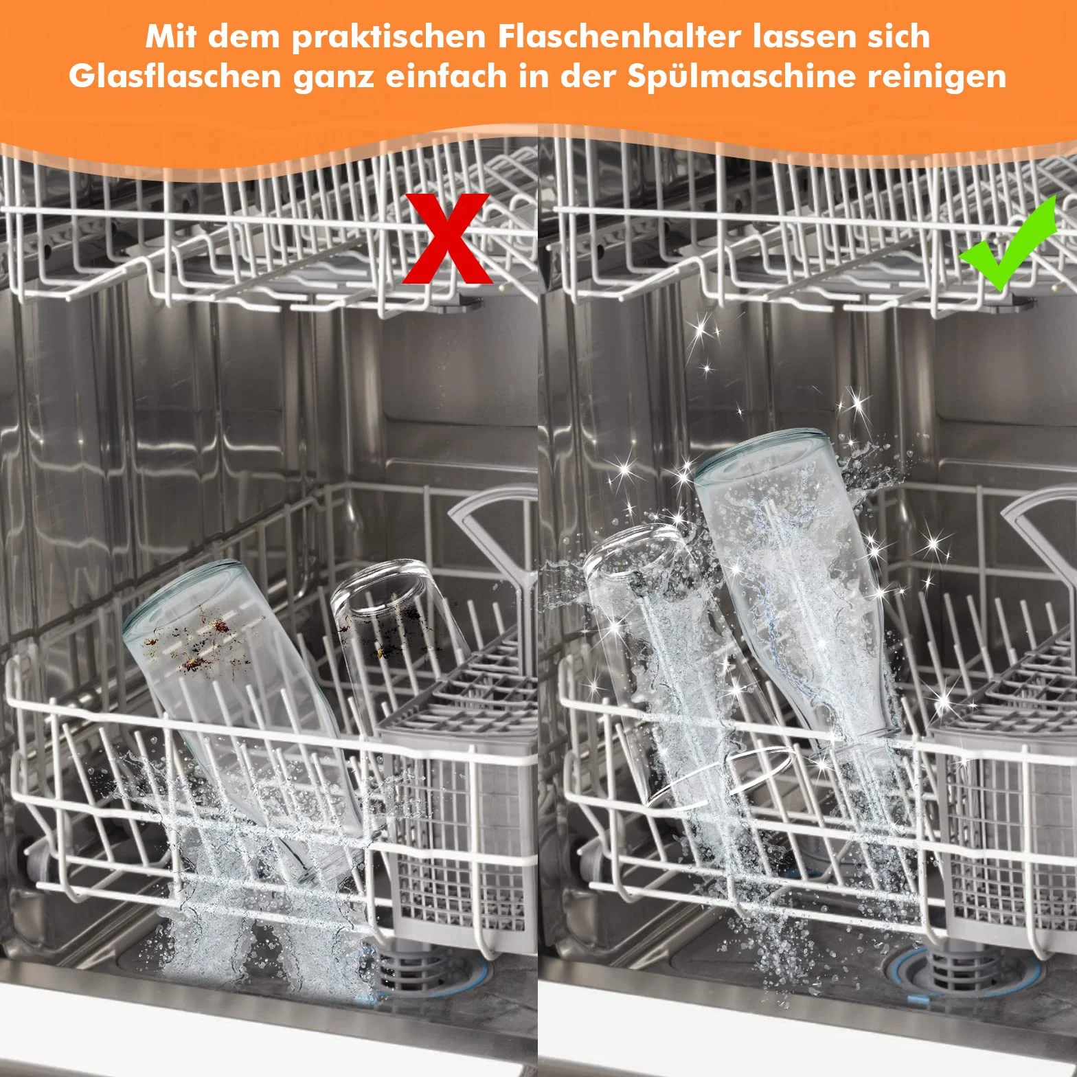 Uchwyt na butelkę ze stali nierdzewnej do zmywarki, 6 sztuk