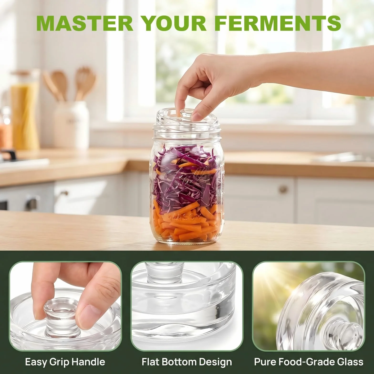 4 sztuk obciążników fermentacyjnych o średnicy 7 cm, szklane obciążniki do fermentacji warzyw w solance, idealne do fermentacji kimchi, kimchi, ogórków i innych fermentowanych produktów