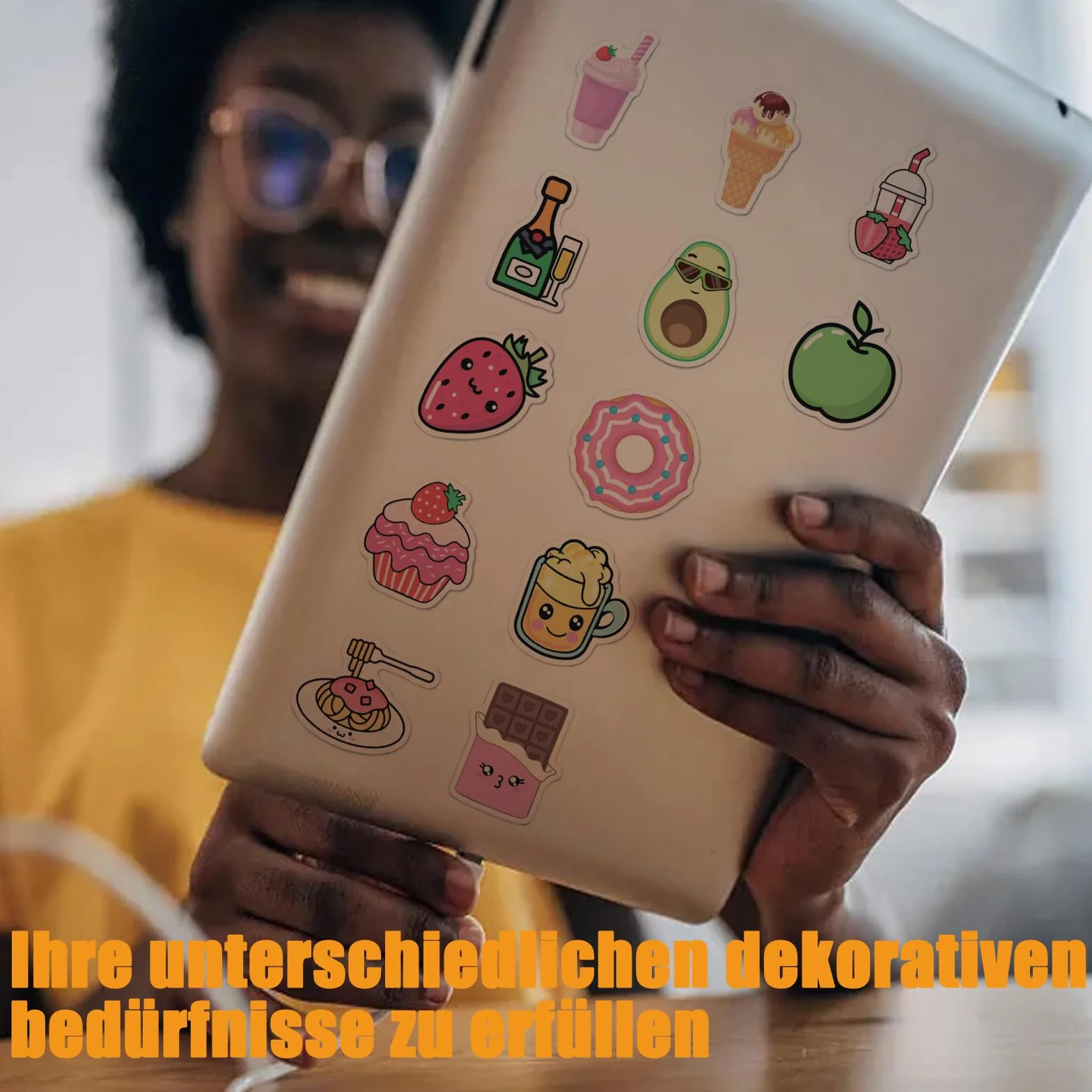 Wodoodporne naklejki na jedzenie herbata owoce hamburgery frytki prezent dla dzieci nastolatków dorosłych