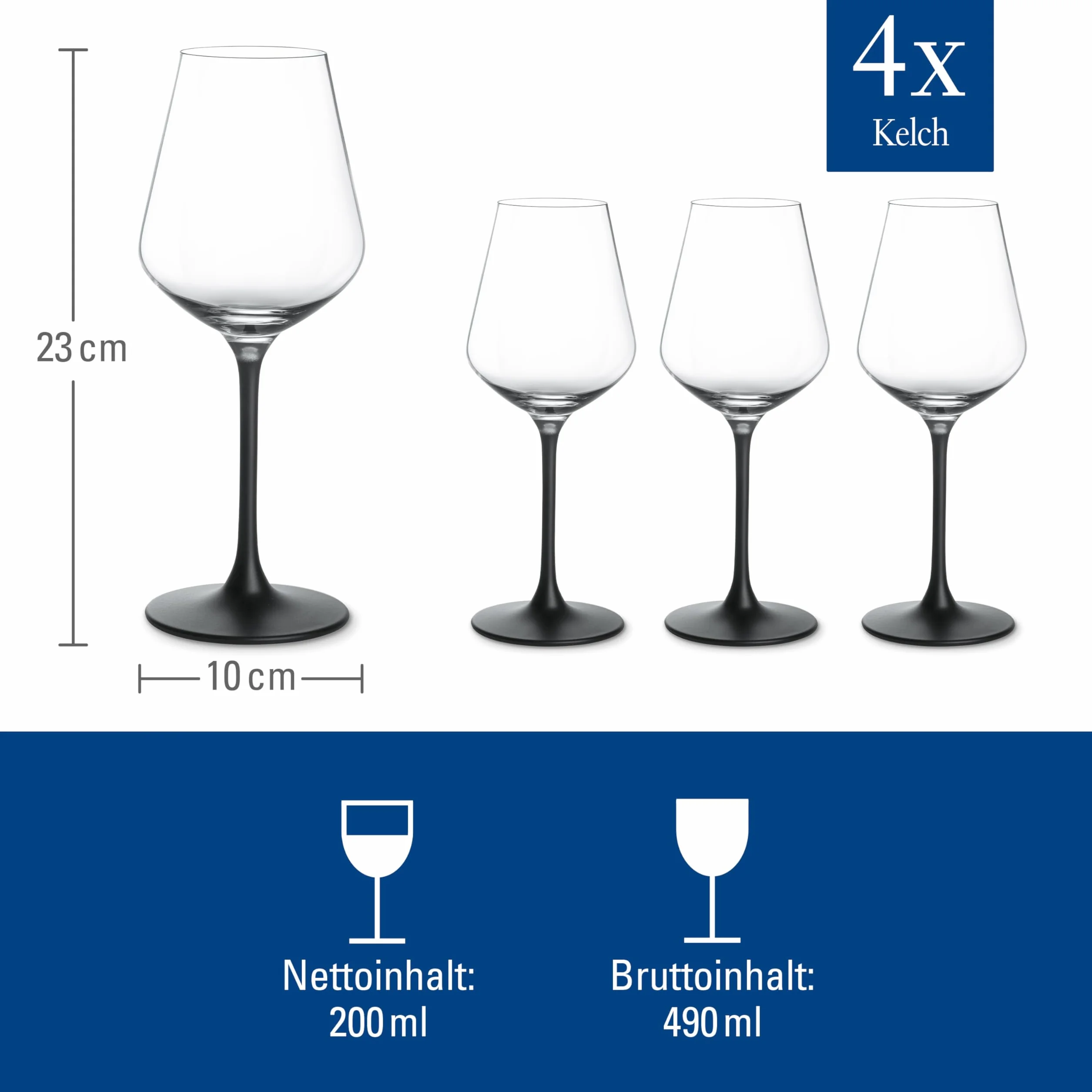 Villeroy & Boch Manufacture Rock zestaw kieliszków do czerwonego wina 4 sztuki 380 ml szkło kryształowe