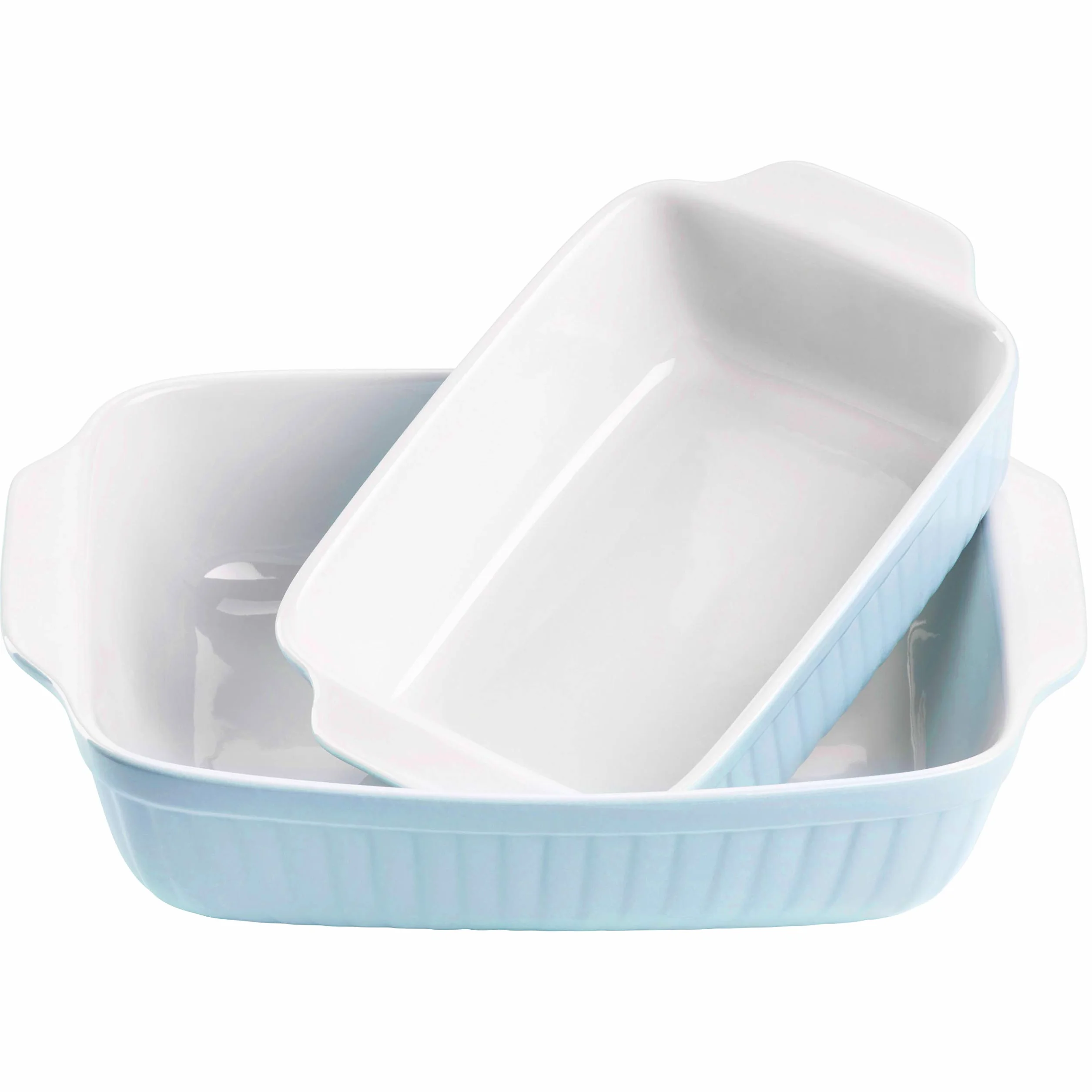 MÄSER 931135 Seria Kitchen Time, prostokątne formy do zapiekanek, zestaw 2 sztuk, prostokątne formy do piekarników, idealne również do lasagne, odporne na zarysowania i cięcie, ceramika, 33 x 24 x 8 cm / 25,5 x 16 x 7 cm, niebieskie