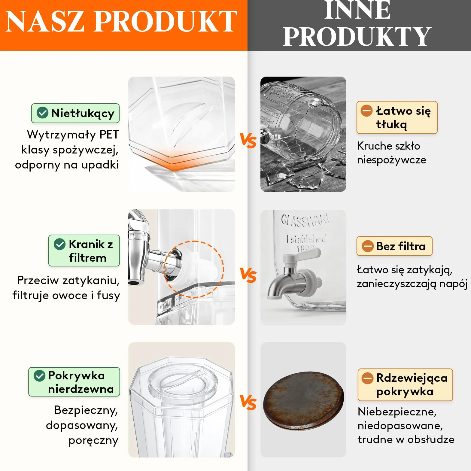 Lifewit Dozownik Napojów 6L z Kranikiem, Zestaw 2 Plastikowe Dzbanki do Koktajli, Soków i Lemoniady