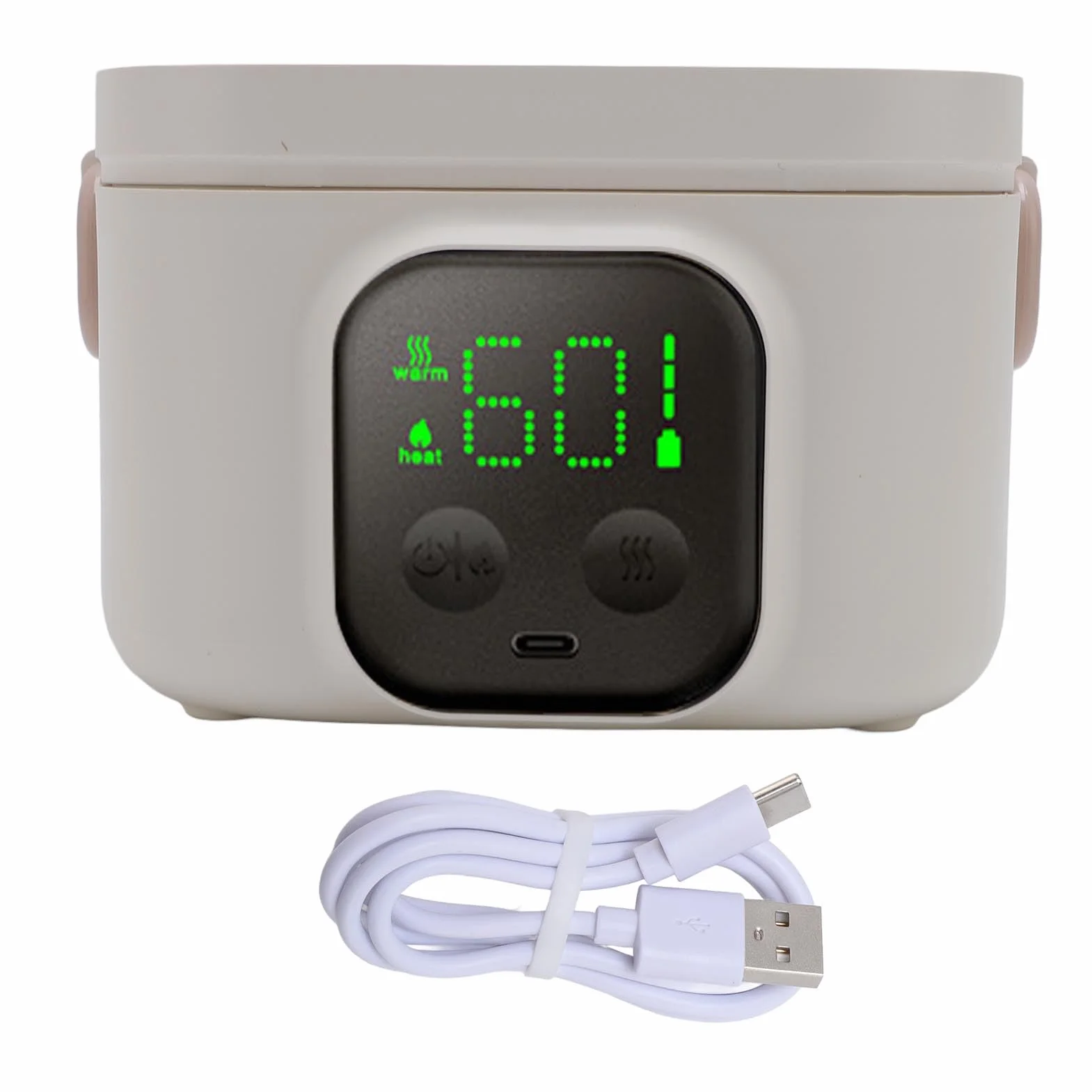 Bezprzewodowy Elektryczny Pojemnik na Lunch, 500ml 25W Szybciej Podgrzewany Pojemnik na Lunch, Podgrzewacz do żywności z 7-biegowym timerem, Tryb izolacji, Akumulator 8800mAh