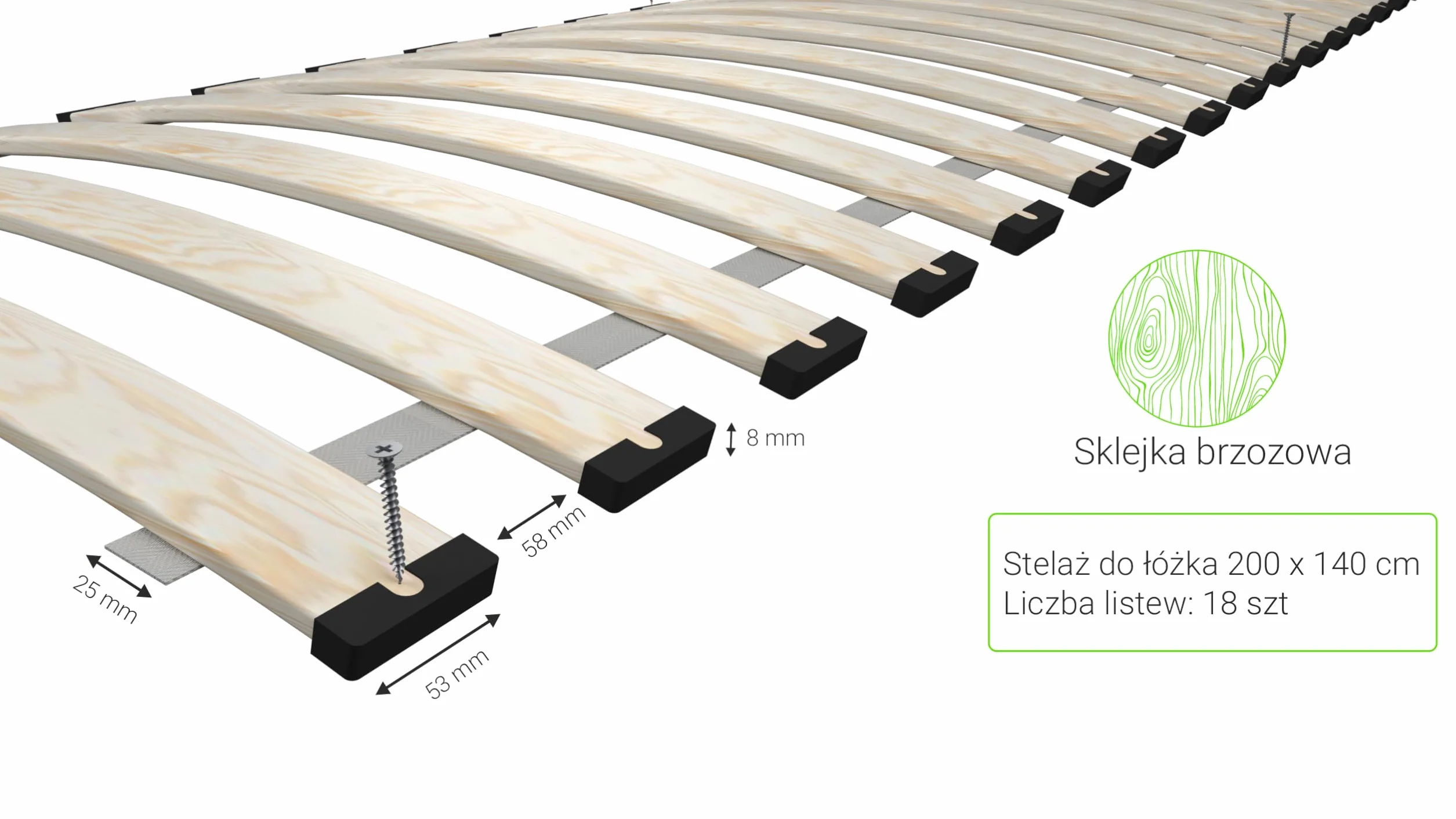 Stelaż wkład do łóżka pod materac, 140 x 200 cm, sprężynujący, podwójny (2 szt. 70x100 cm)