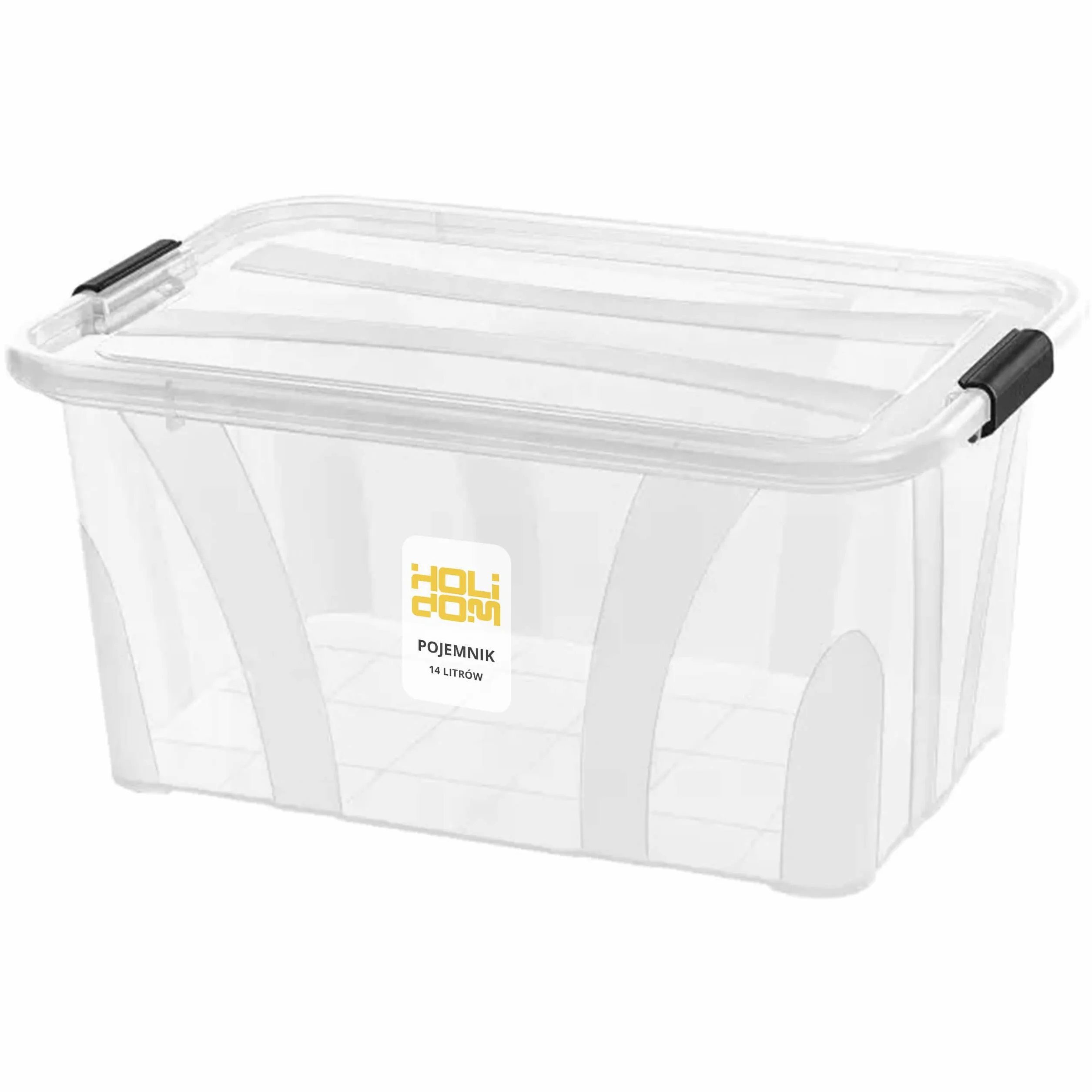 Plastikowy Pojemnik Z Pokrywą Do Przechowywania 14 Litrów, Pudełko Na Zabawki Dokumenty Ubrania Organizer Transparentny Przezroczysty, 1 Sztuka (14 L)