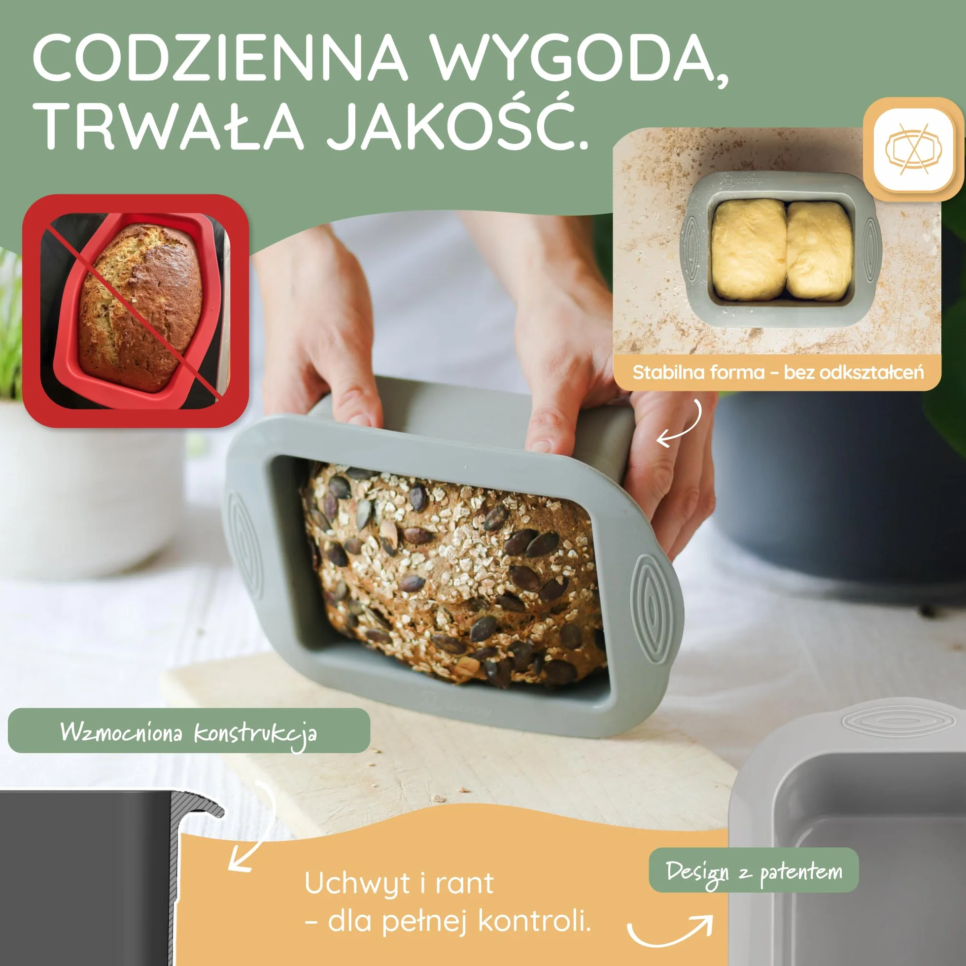 Backefix Elastyczna silikonowa forma do pieczenia chleba do 500 g, forma pudełkowa mała 15 cm, idealny rozmiar dla pojedynczych gospodarstw domowych do pieczenia chleba lub jako forma do pieczenia