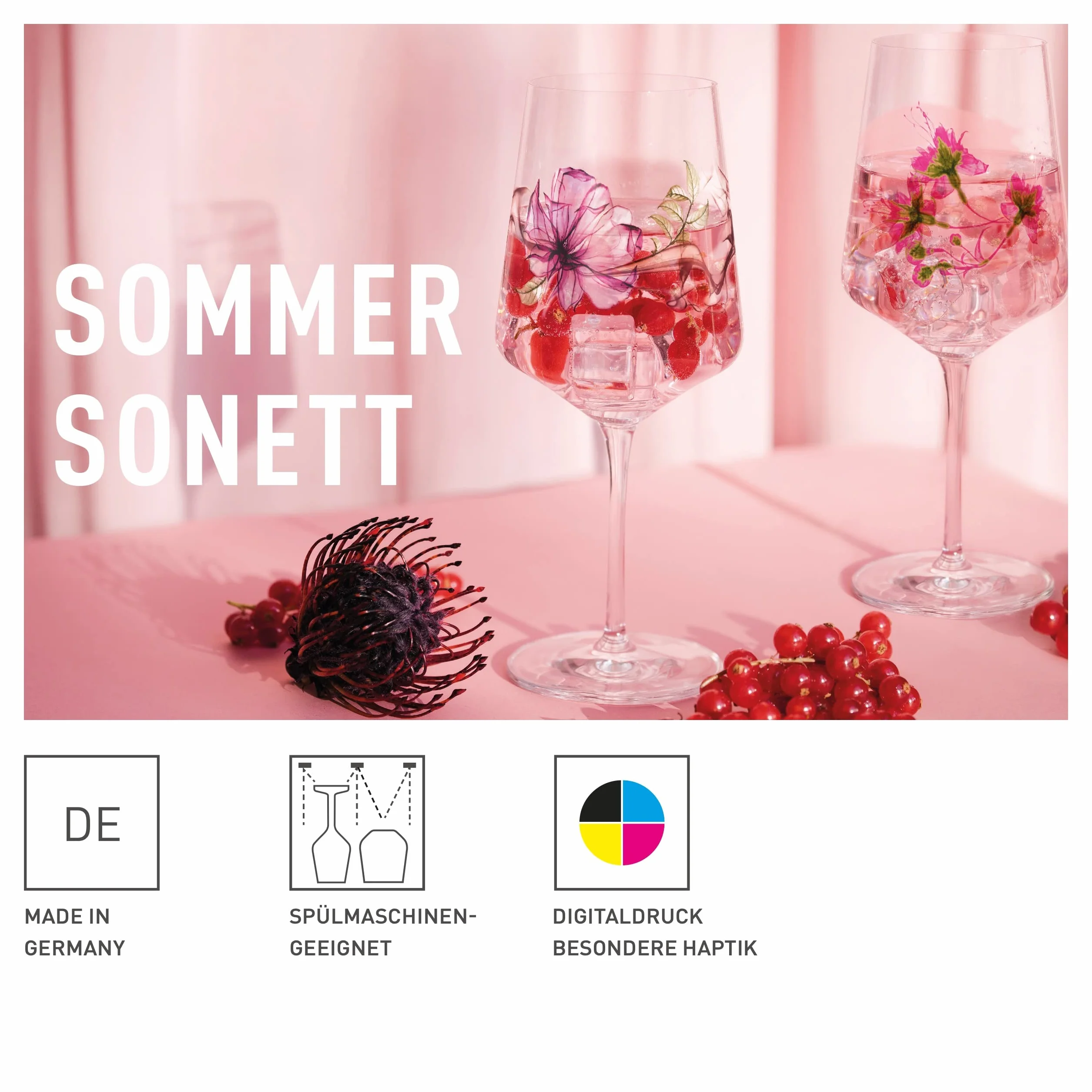 RITZENHOFF Kieliszek do aperitifu 500 ml zestaw 2 szt. seria Sonet letni nr 4 motyw roślinny Made in Germany