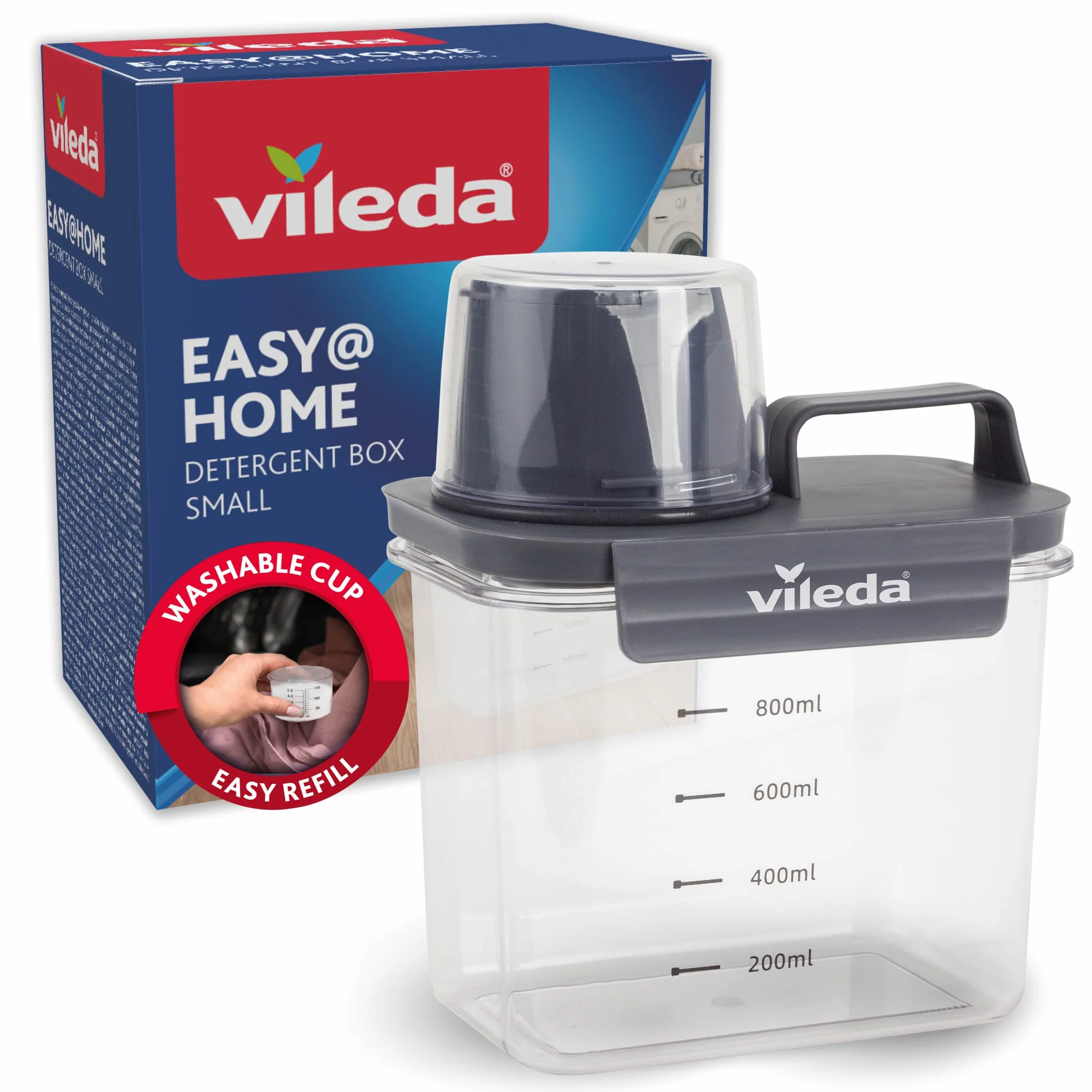 Vileda Pudełko na środki piorące 1100 ml szare hermetyczne