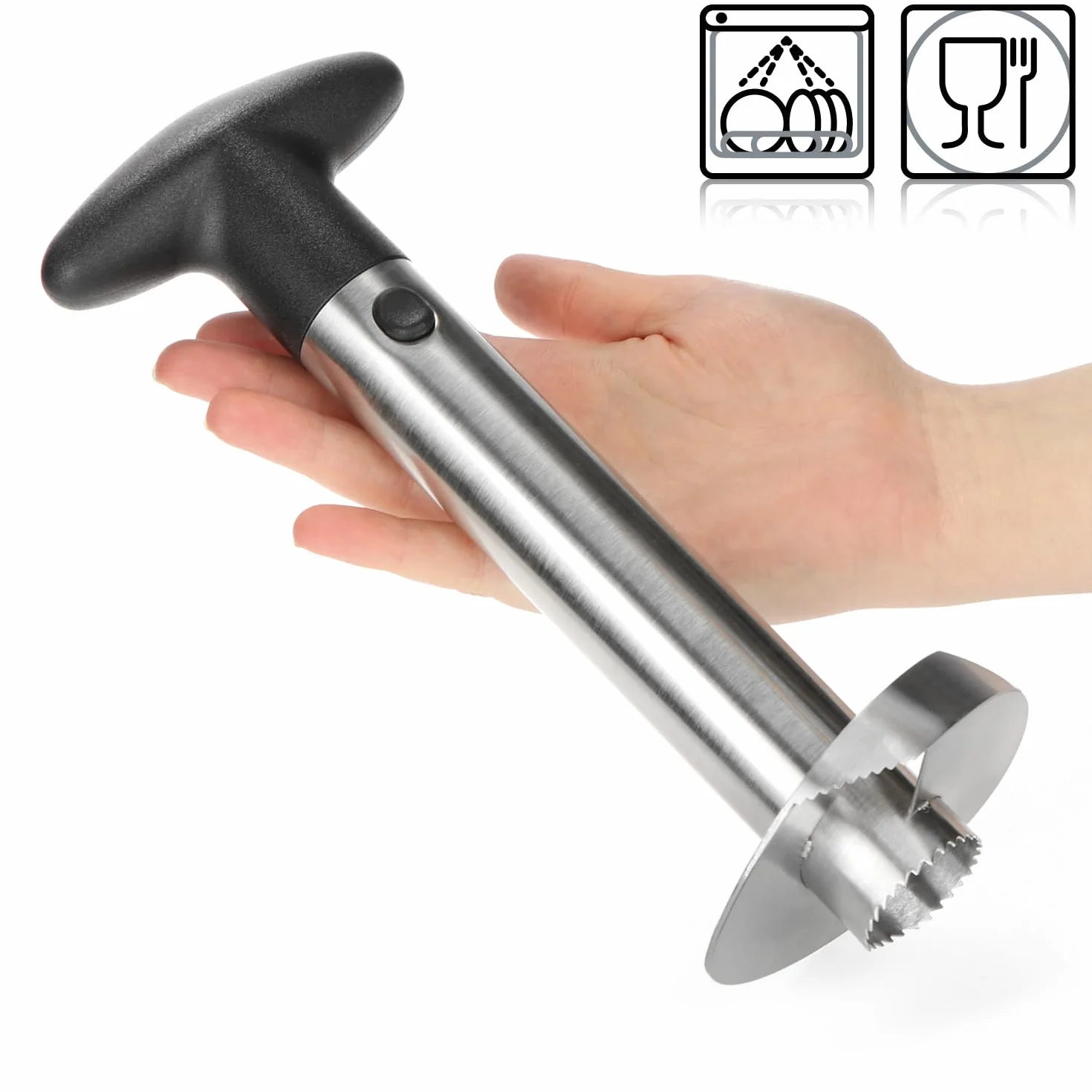 COM-FOUR® Nóz do ananasa 3 w 1 - Obieraczka do ananasów wykonana ze stali nierdzewnej, mozna myc w zmywarce - Noz do ananasów z ostrym ostrzem (01 kawalek - nóz do ananasa)